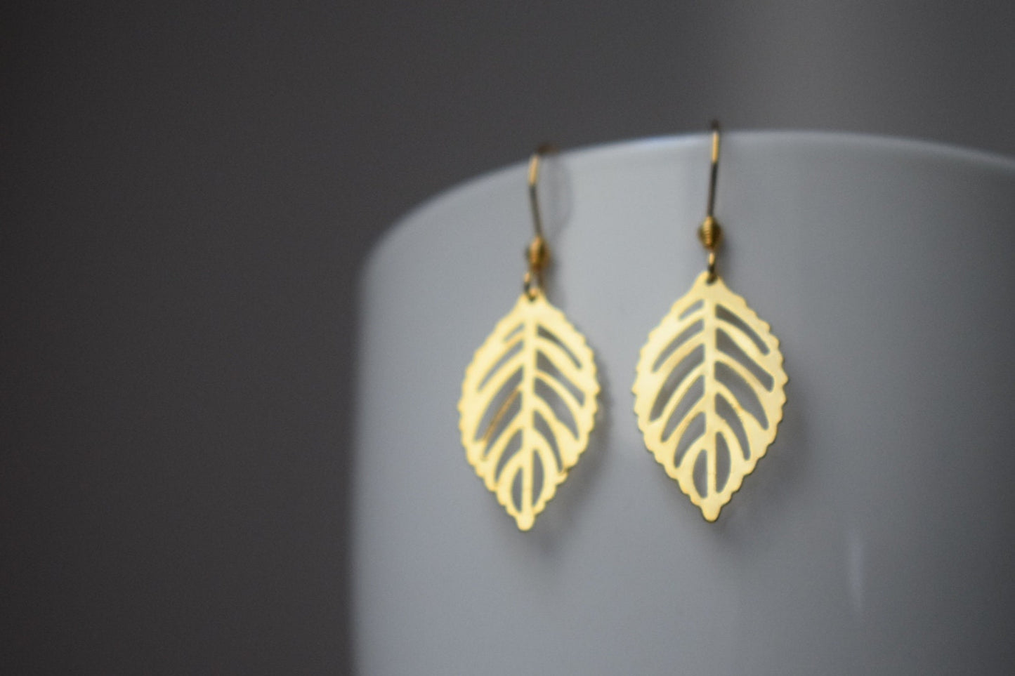 Gold Teardrop Leaf Earrings: 18k Plated Stainless Steel, Minimalist Charm