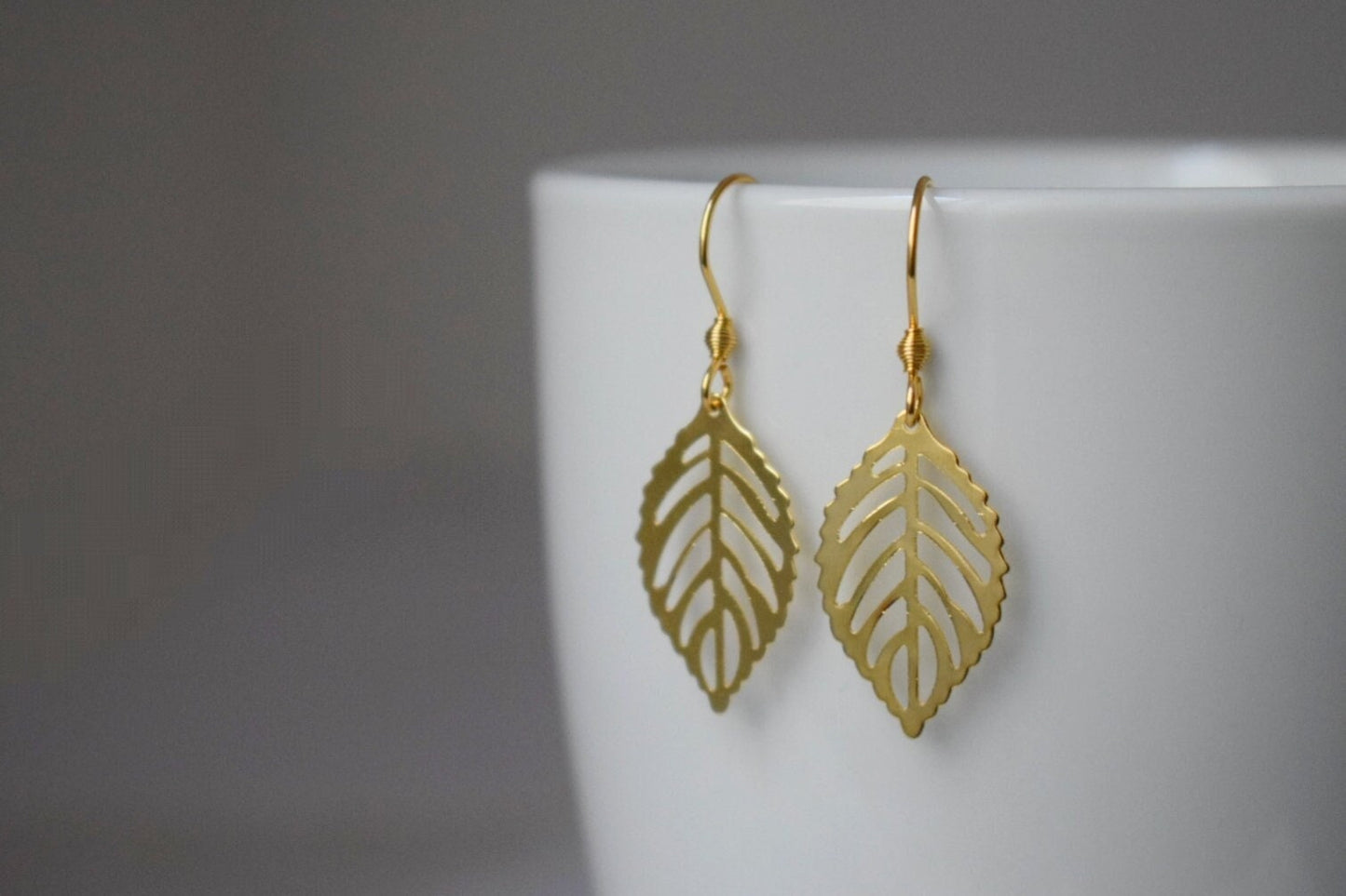 Gold Teardrop Leaf Earrings: 18k Plated Stainless Steel, Minimalist Charm