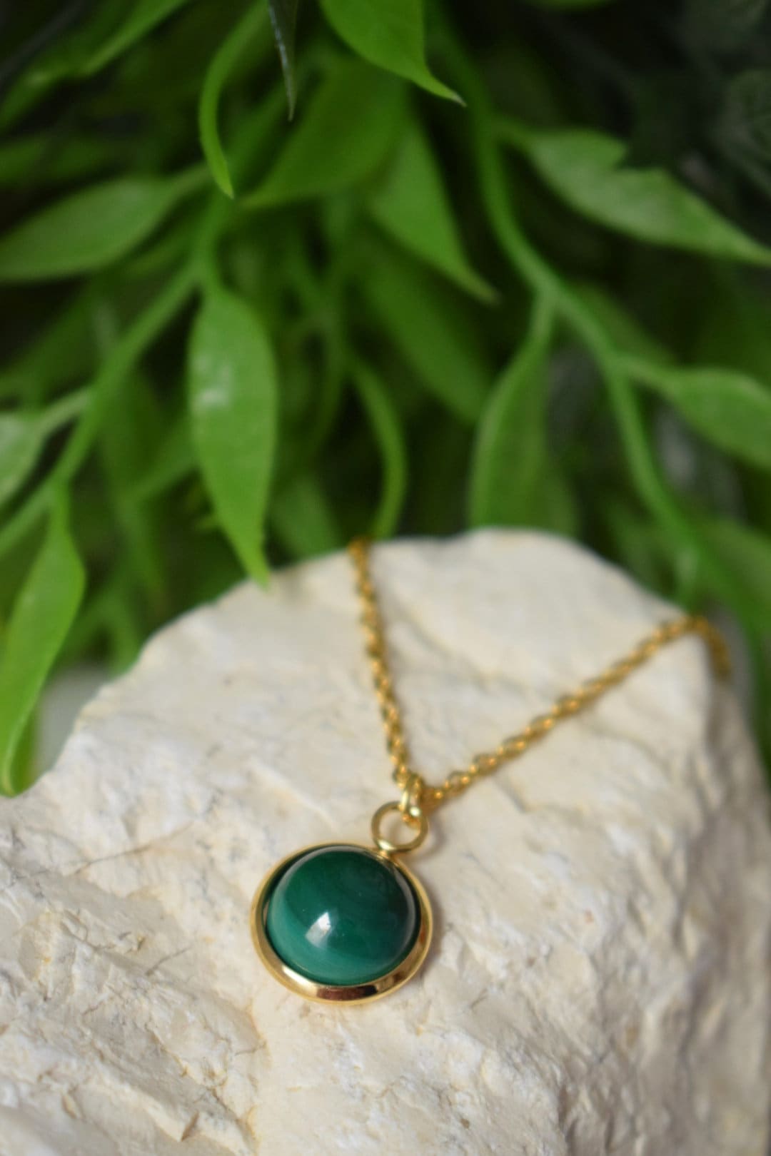 Malachite Necklace: Green Natural Gemstone Jewelry, Gift for her
