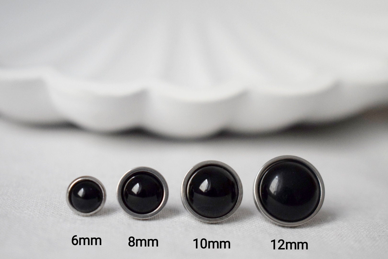 Black agate studs, Gemstone gothic jewelry, post back earrings, gift for her