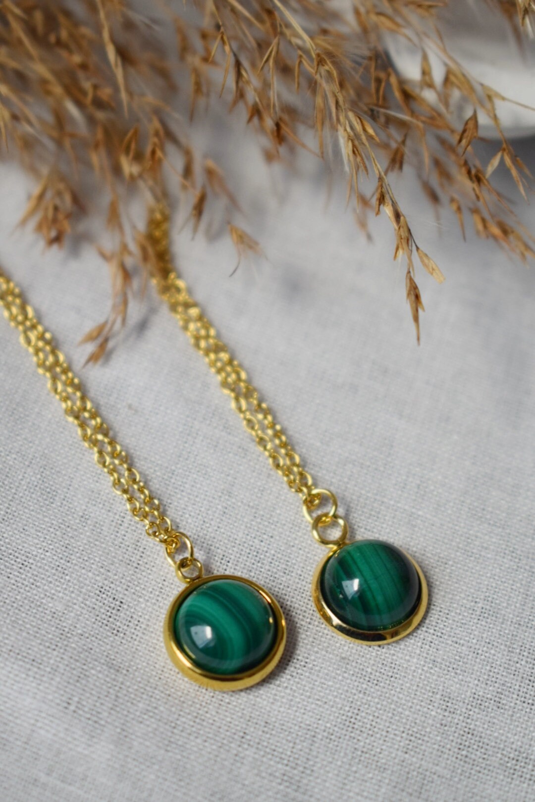 Malachite Necklace: Green Natural Gemstone Jewelry, Gift for her