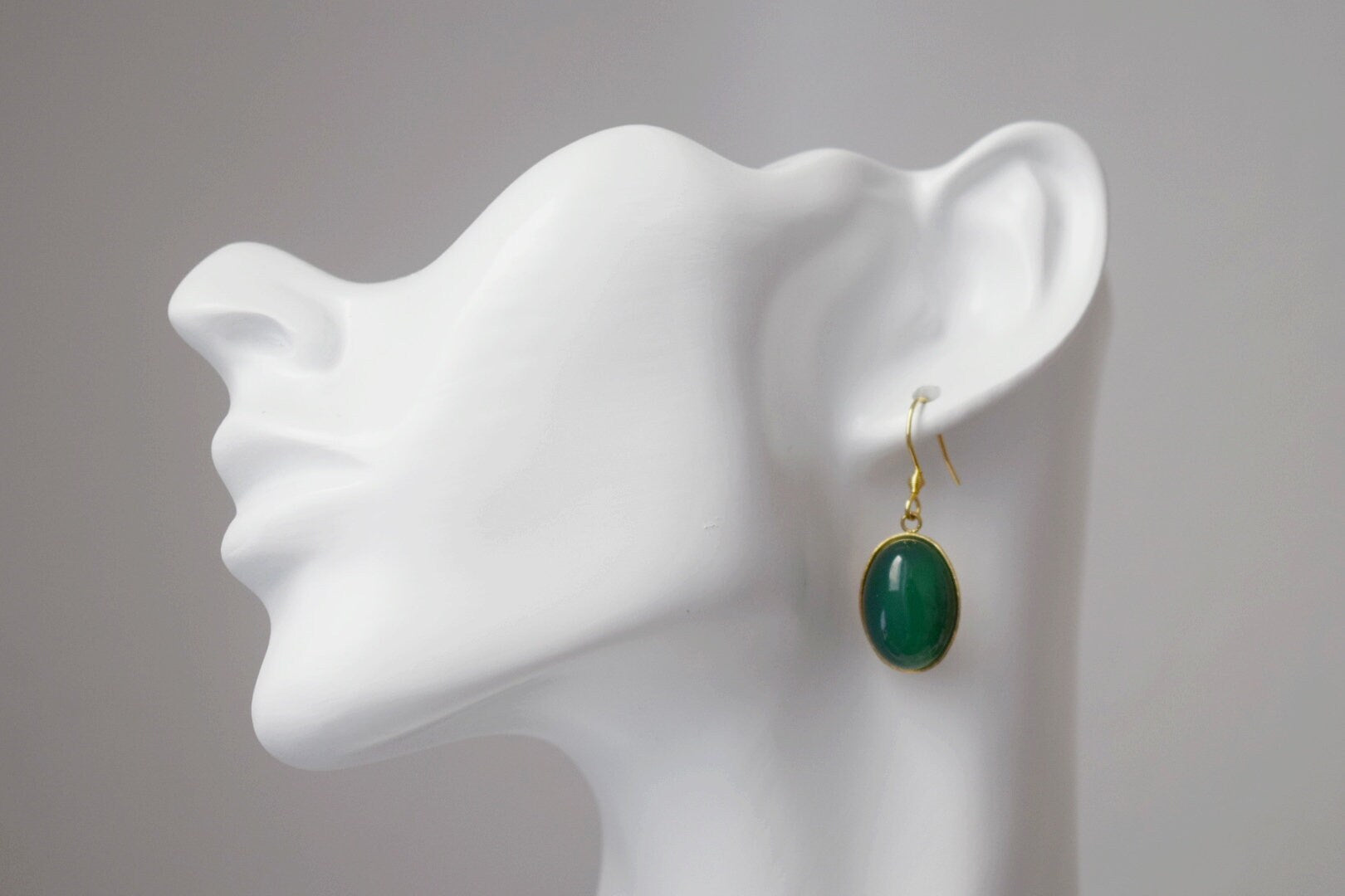 Green Agate Earrings: 18k Gold Plated Hooks, Gemstone Dangles, Jewellery Gifts