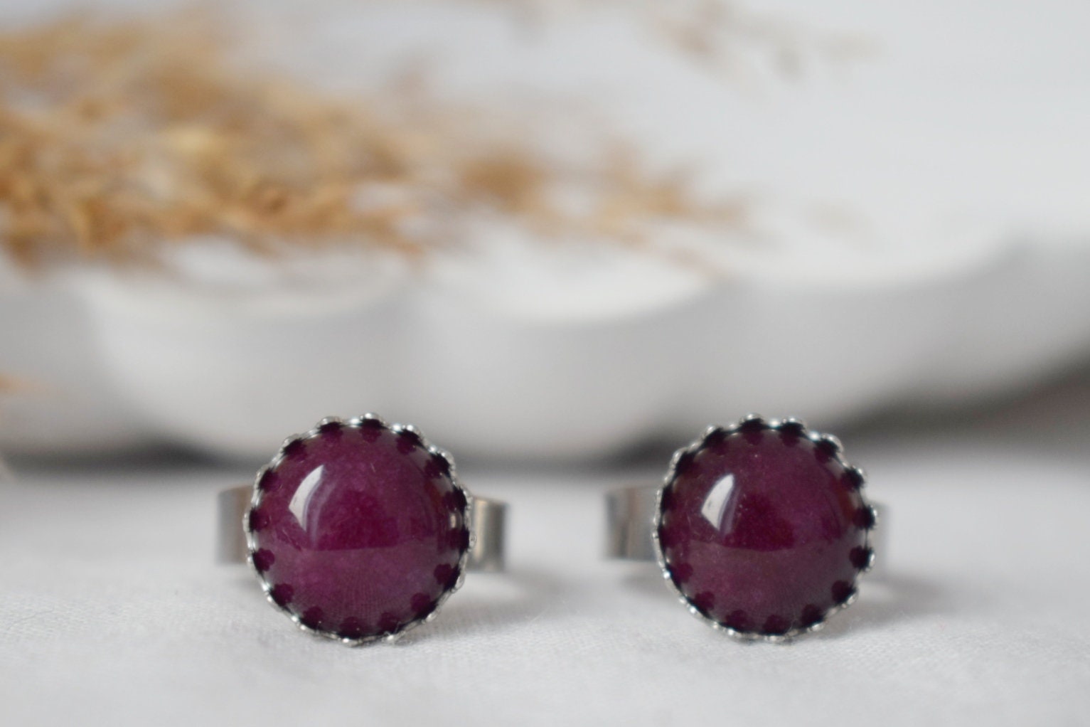 Dark Wine red jade ring, Adjustable Everyday stone ring, gemstone jewelry, gift for her