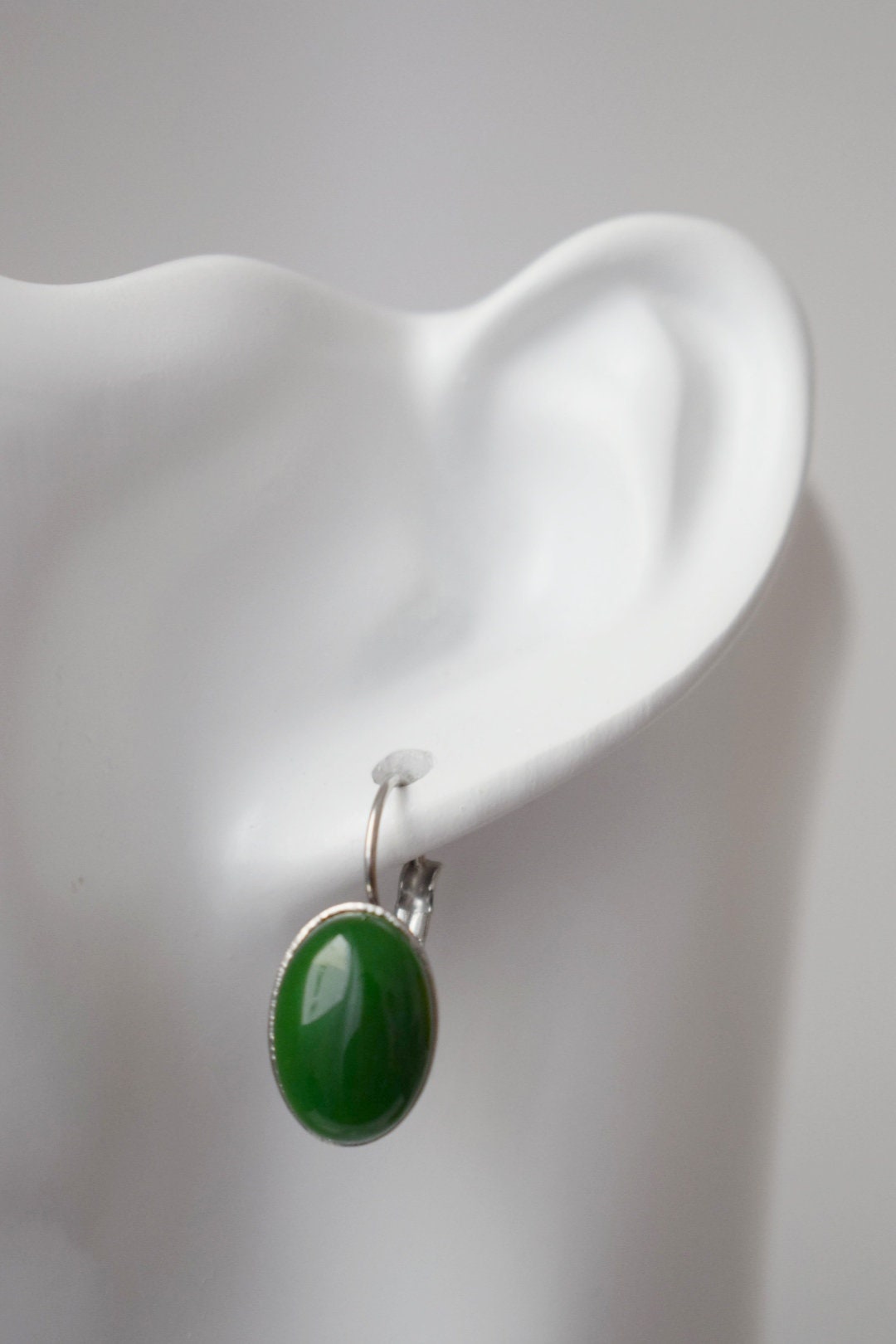 Green Jade Dangle Earrings: Stainless Steel Leverback, Gemstone Jewellery, Christmas Gift