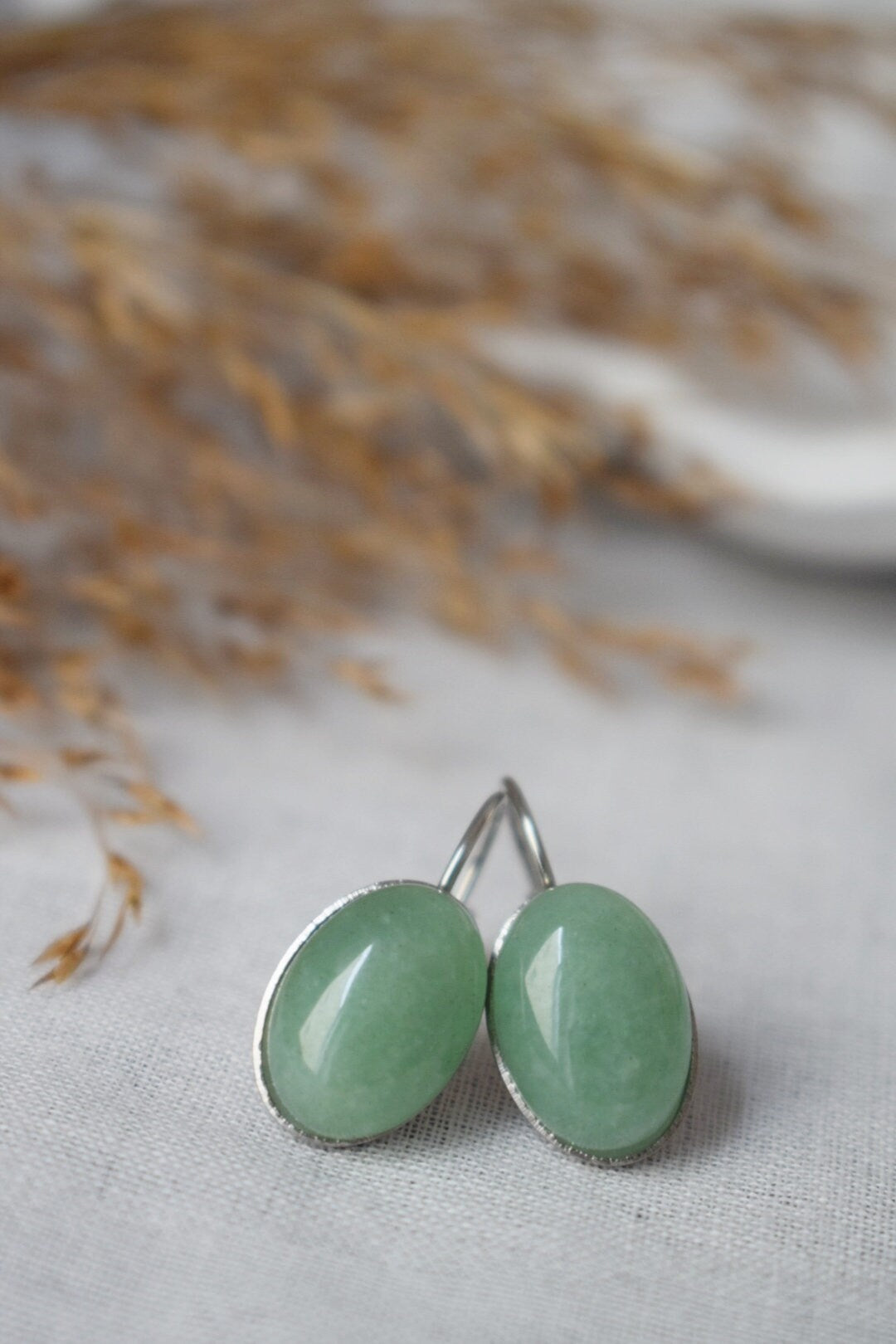 Green aventurine dangle earrings, gemstone jewelry, Gift for her