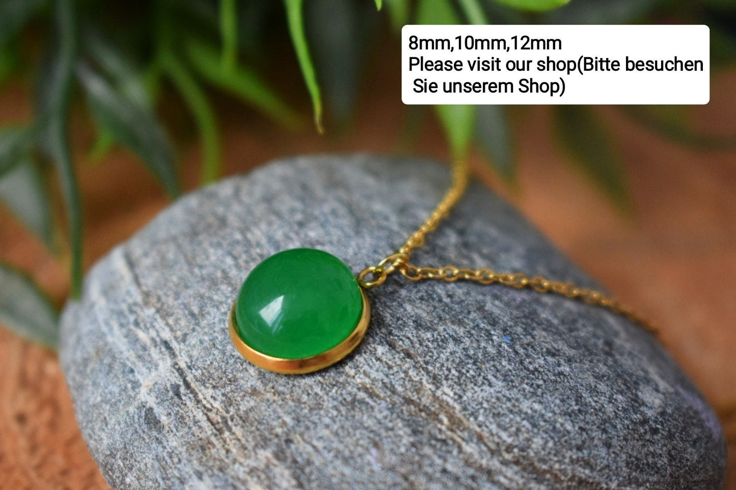 Jade Green Earrings, Gemstone round pendant earrings, 12mm stone dangle earrings, 18k Gold plated stainless steel jewelry, Best Gift for her