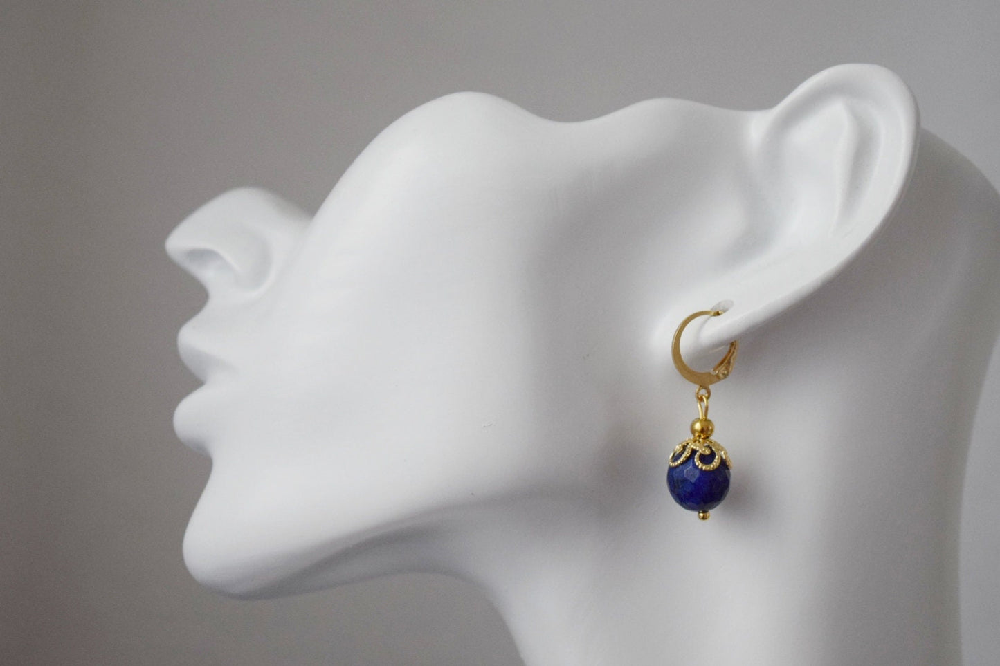 Lapis Lazuli Hoop Earrings: 24K Gold Plated Huggies, September Birthstone