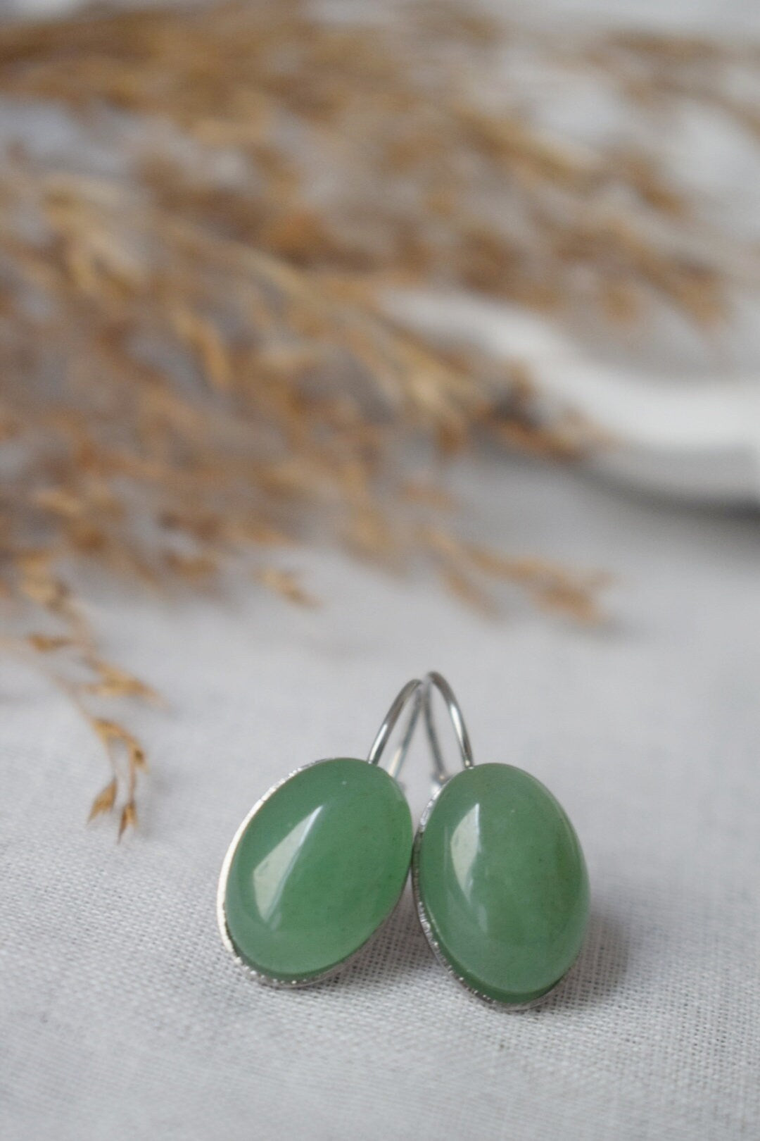 Green aventurine dangle earrings, gemstone jewelry, Gift for her