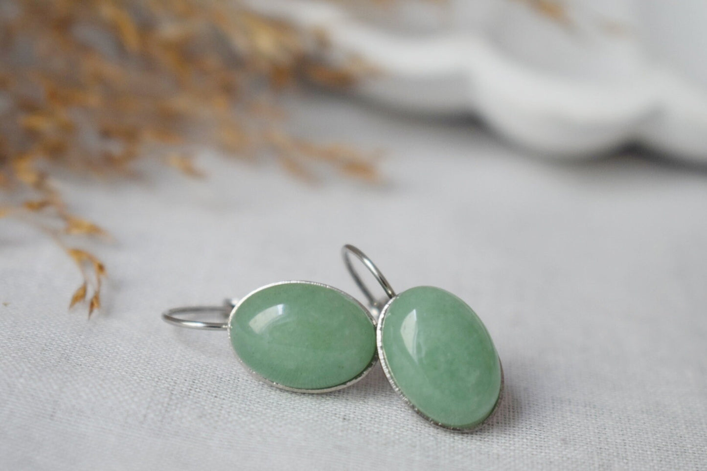 Green aventurine dangle earrings, gemstone jewelry, Gift for her