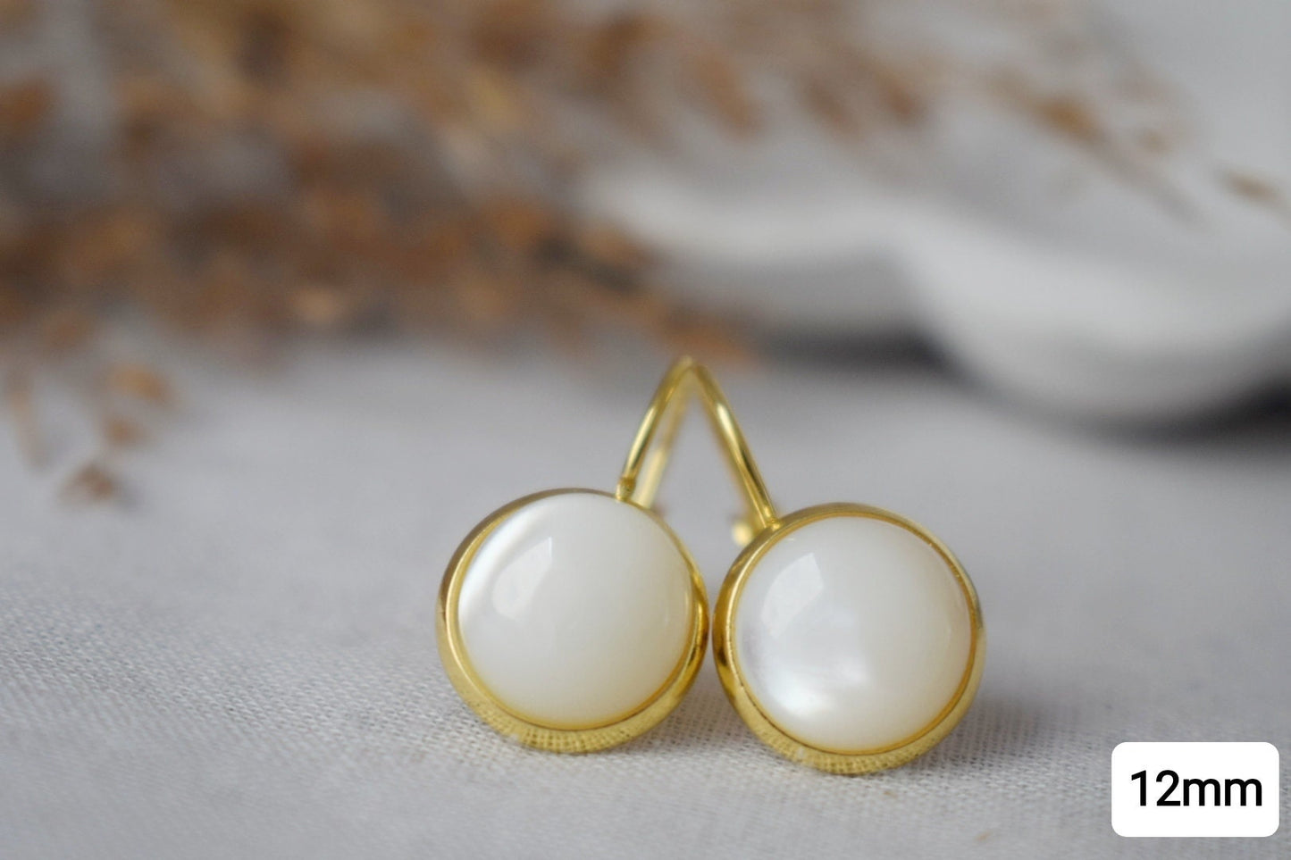 Mother of pearl earrings dangle, Bridesmaid, Wedding earrings, Gift for women