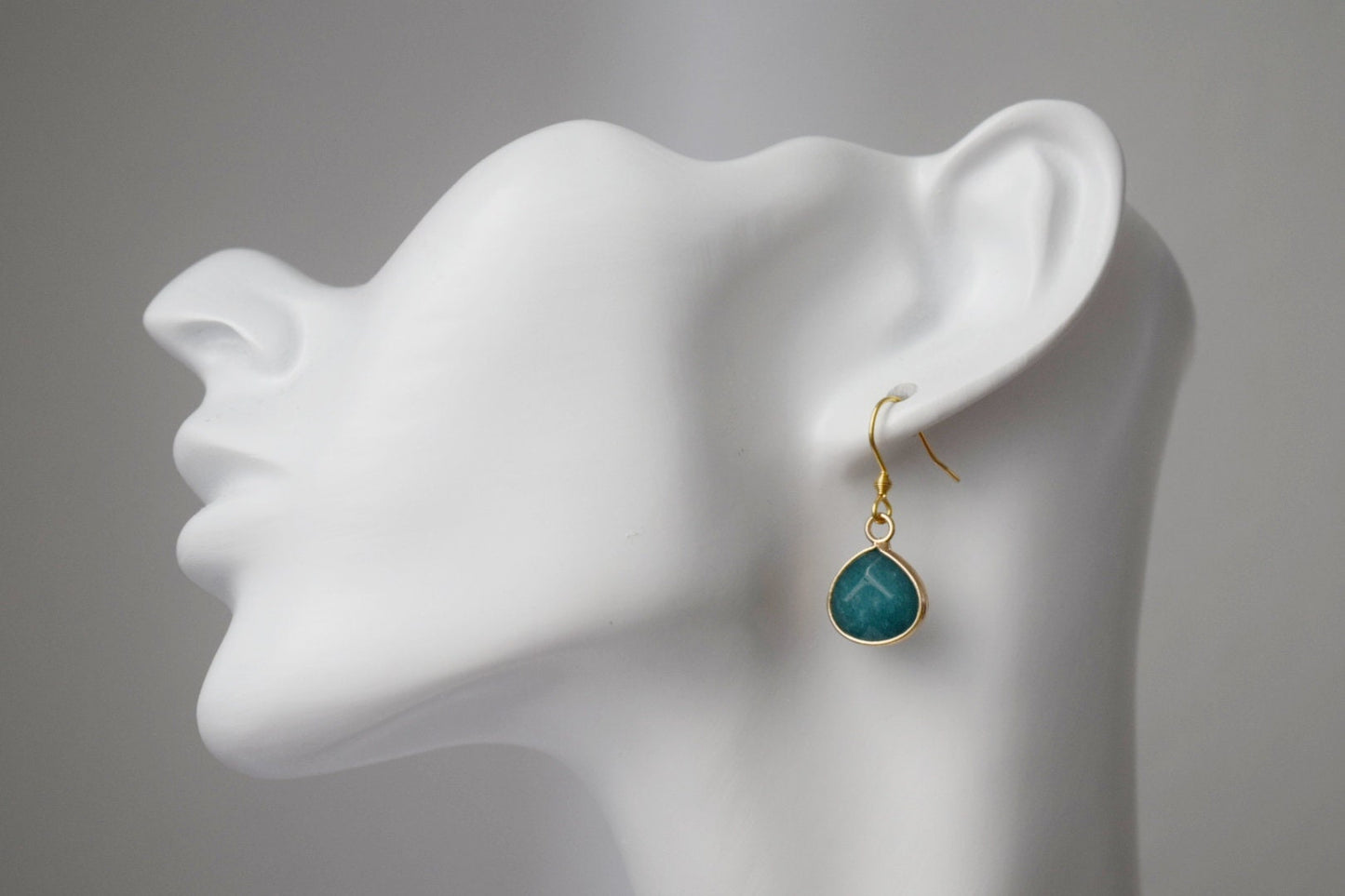 Teardrop Jade Pendant Necklace, 18k Gold Plated Chain