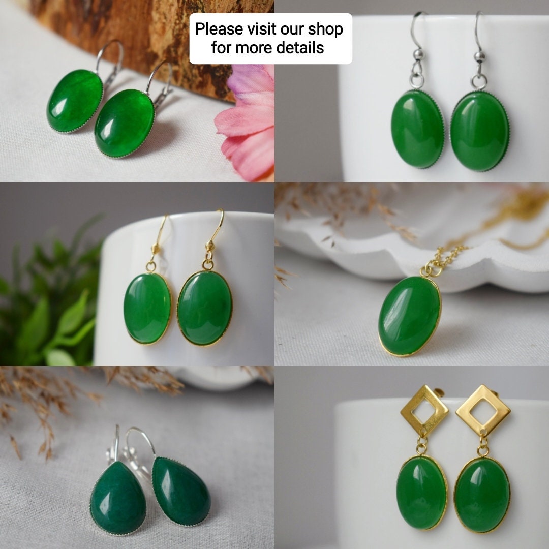 Green Jade Pendant Necklace: Stainless Steel, Jewelry Gift