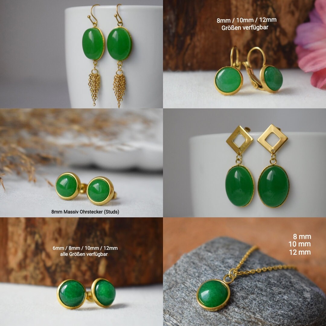 Green Jade Pendant Necklace: Stainless Steel, Jewelry Gift