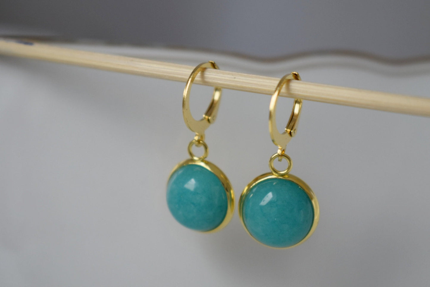 Turquoise jade earrings, Gemstone jewelry, Gift for women