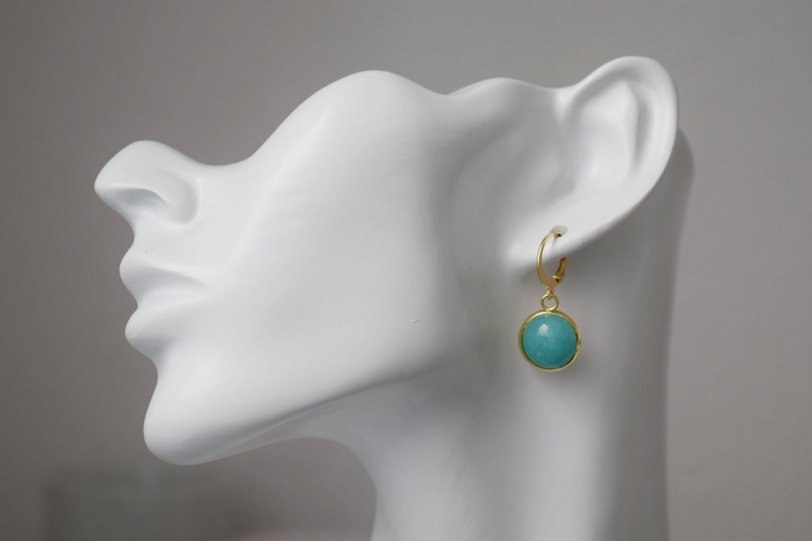 Turquoise jade earrings, Gemstone jewelry, Gift for women
