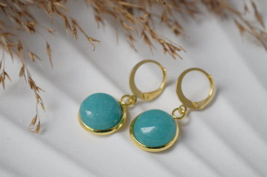 Turquoise jade earrings, Gemstone jewelry, Gift for women