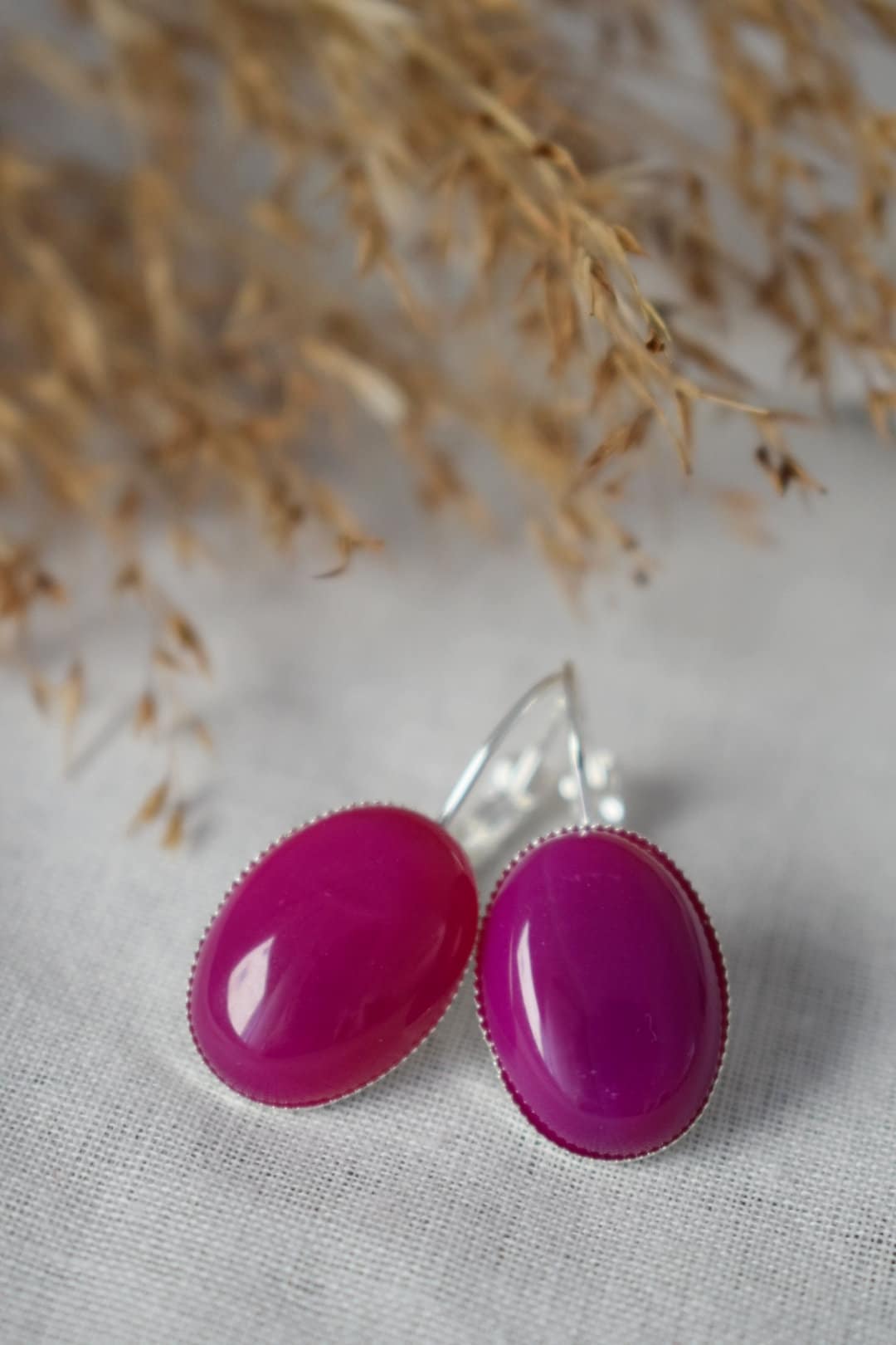 Rosa Achat Ohrringe, Ovale Edelstein Ohrringe, Rosa Leverback Ohrringe, Rosa Stein, Rosa Silber Schmuck, Achat Silber Schmuck, Geschenk für Sie