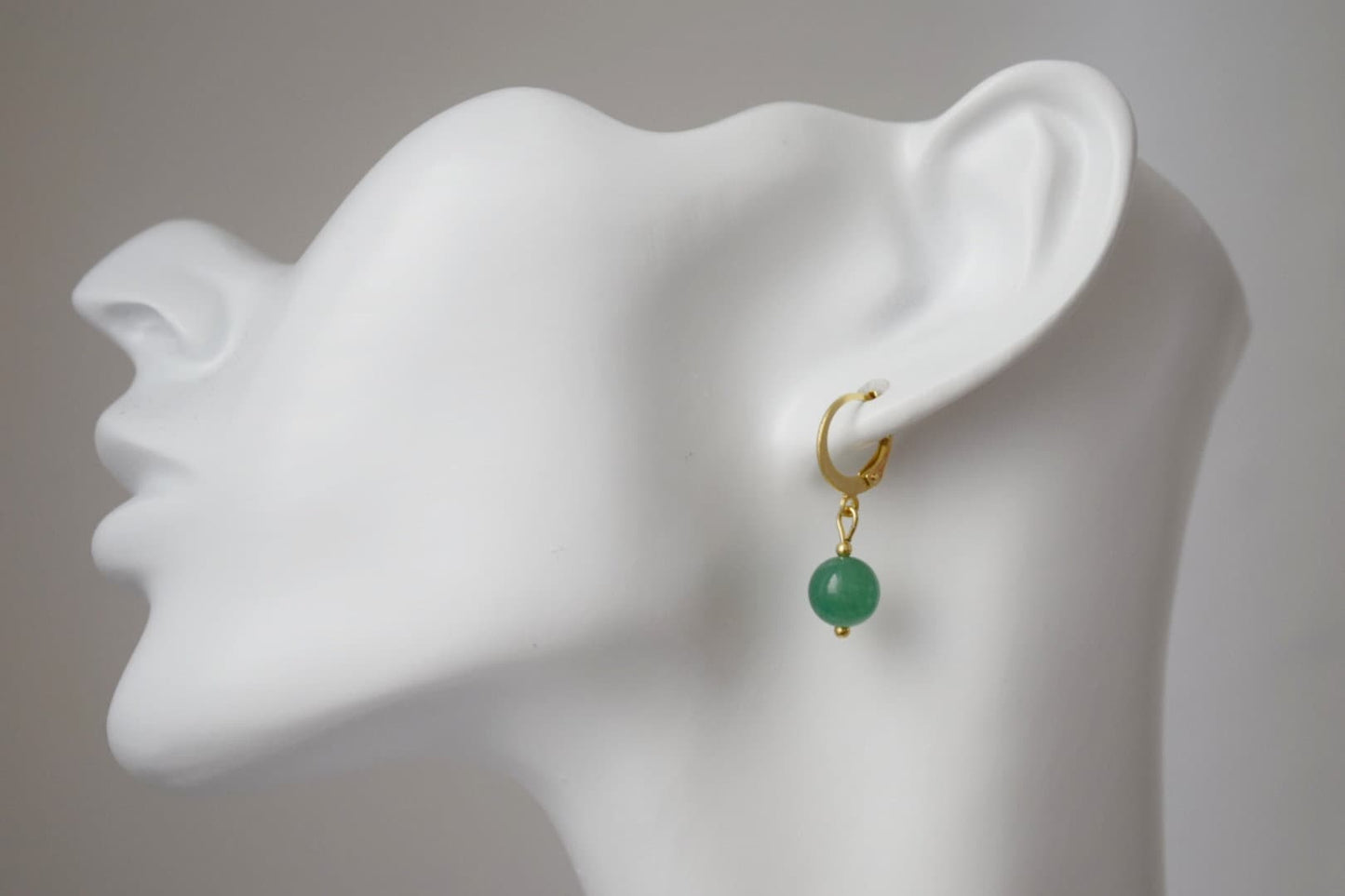 Kleine Edelstein-Ohrringe, Aventurin, Rosenquarz, Selenit, Gelbe Jade, Kugelohrringe, minimalistischer handgefertigter Schmuck, Geschenk für Sie