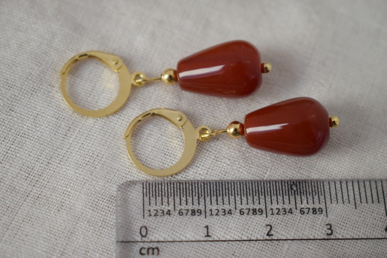 Carnelian Teardrop Hoop Earrings: Gemstone Jewelry