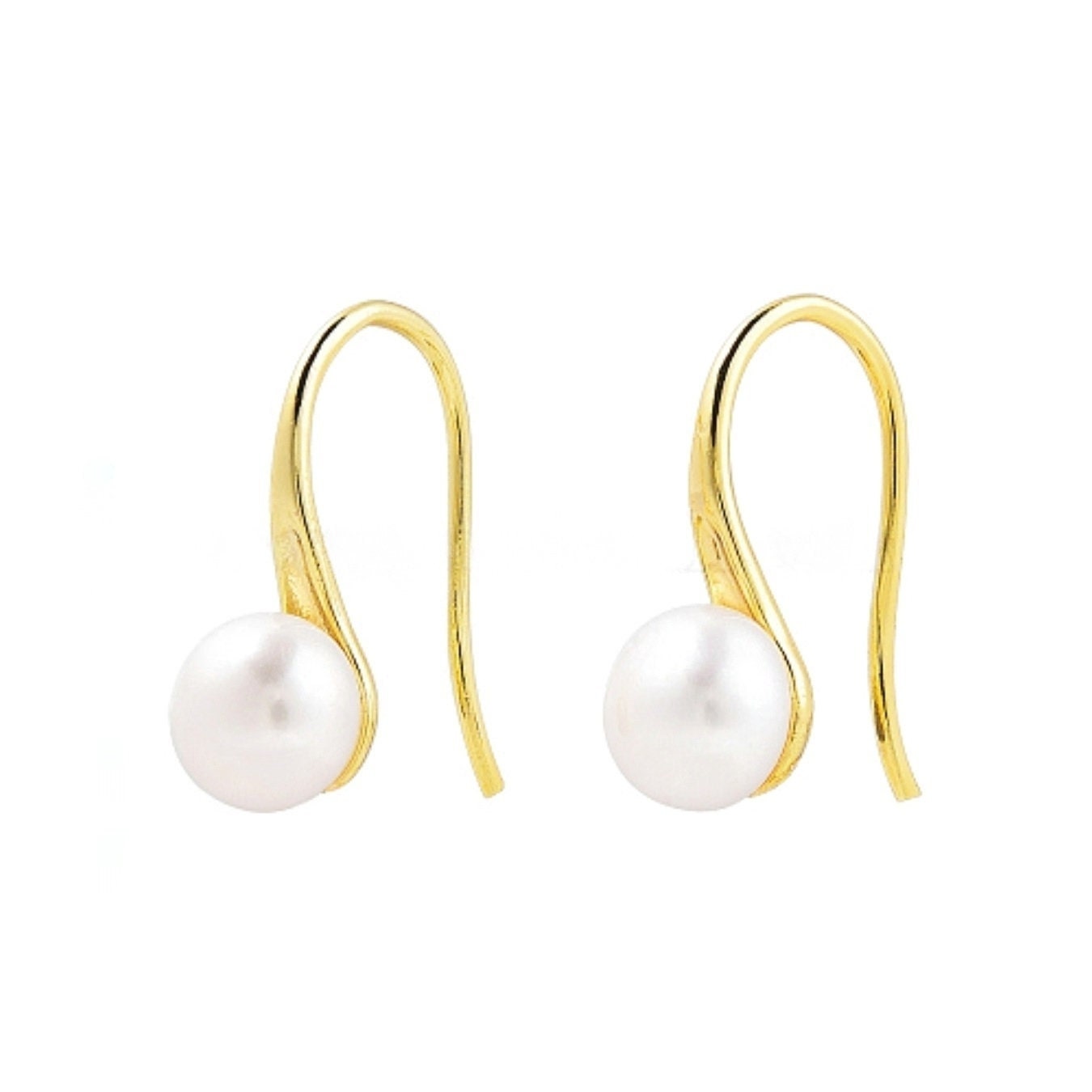 Natural Pearl Dangle Earrings, Minimalist Pearl Earrings, 14K Gold Plated Brass Jewelry for Women, Pearl Gold Jewelry, Bridesmaid, Gift