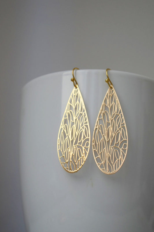 Ornament Tropfen Ohrringe, Boho Tropfen Ohrringe, Einzigartiger filigraner Schmuck, Geschenk für Sie