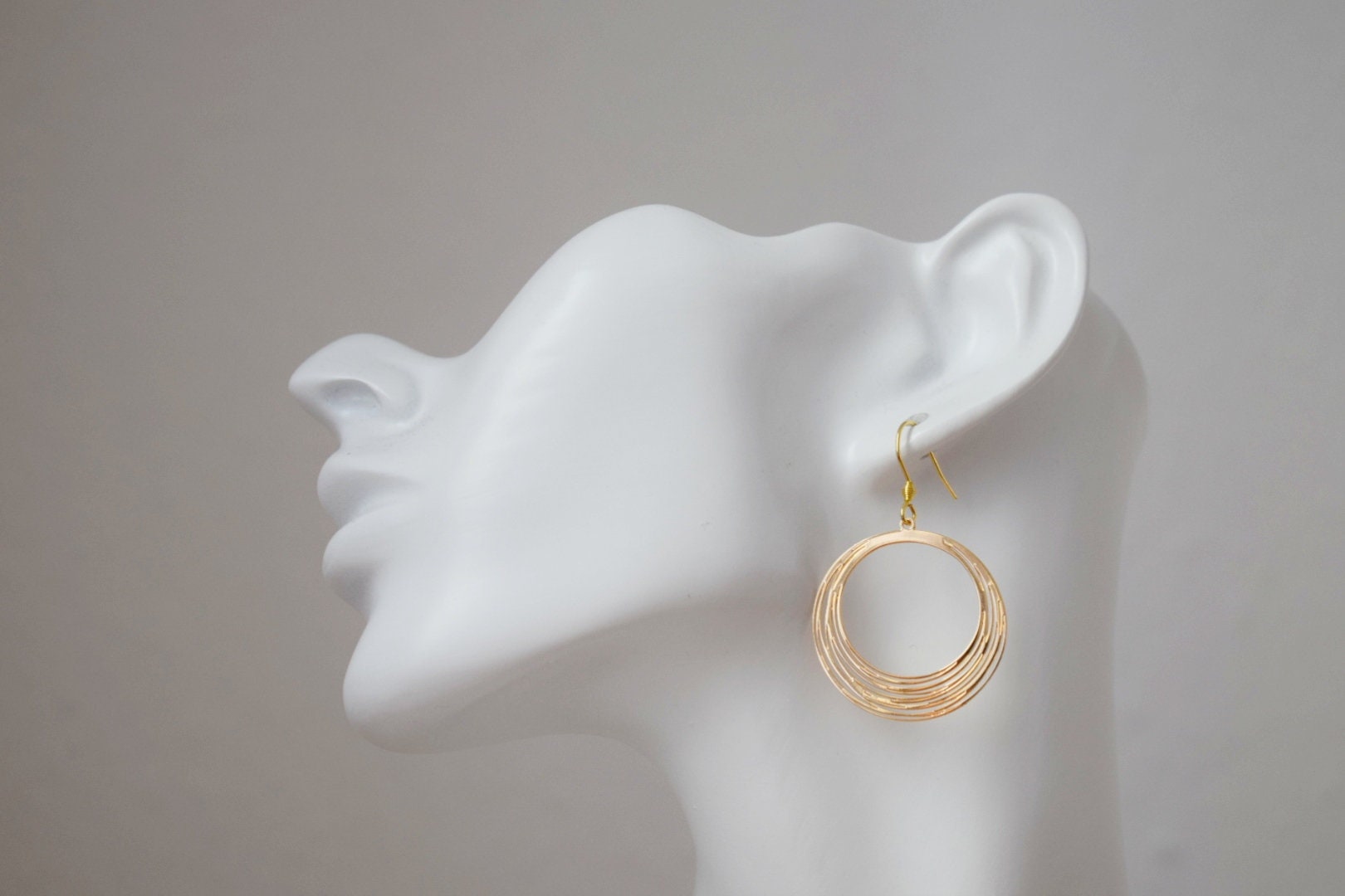Filigree Circle Earrings: 18k Gold Plated Stainless Steel Hooks Jewelry