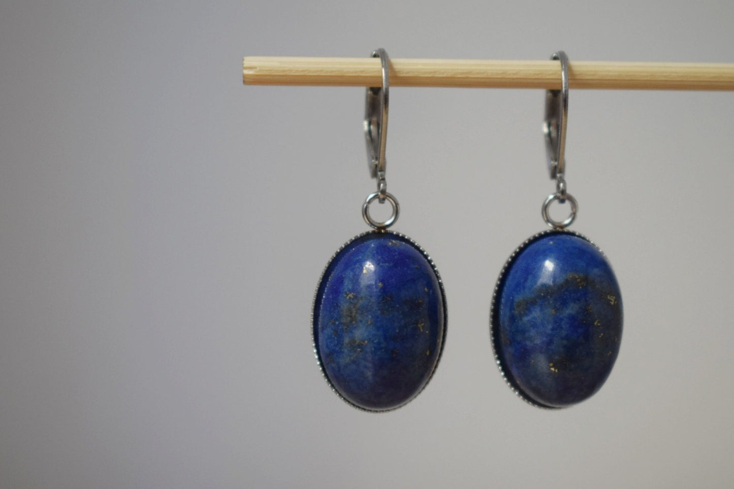 Lapis lazuli earrings dangle, Blue Gemstone huggies hoops, Birthstone Jewelry