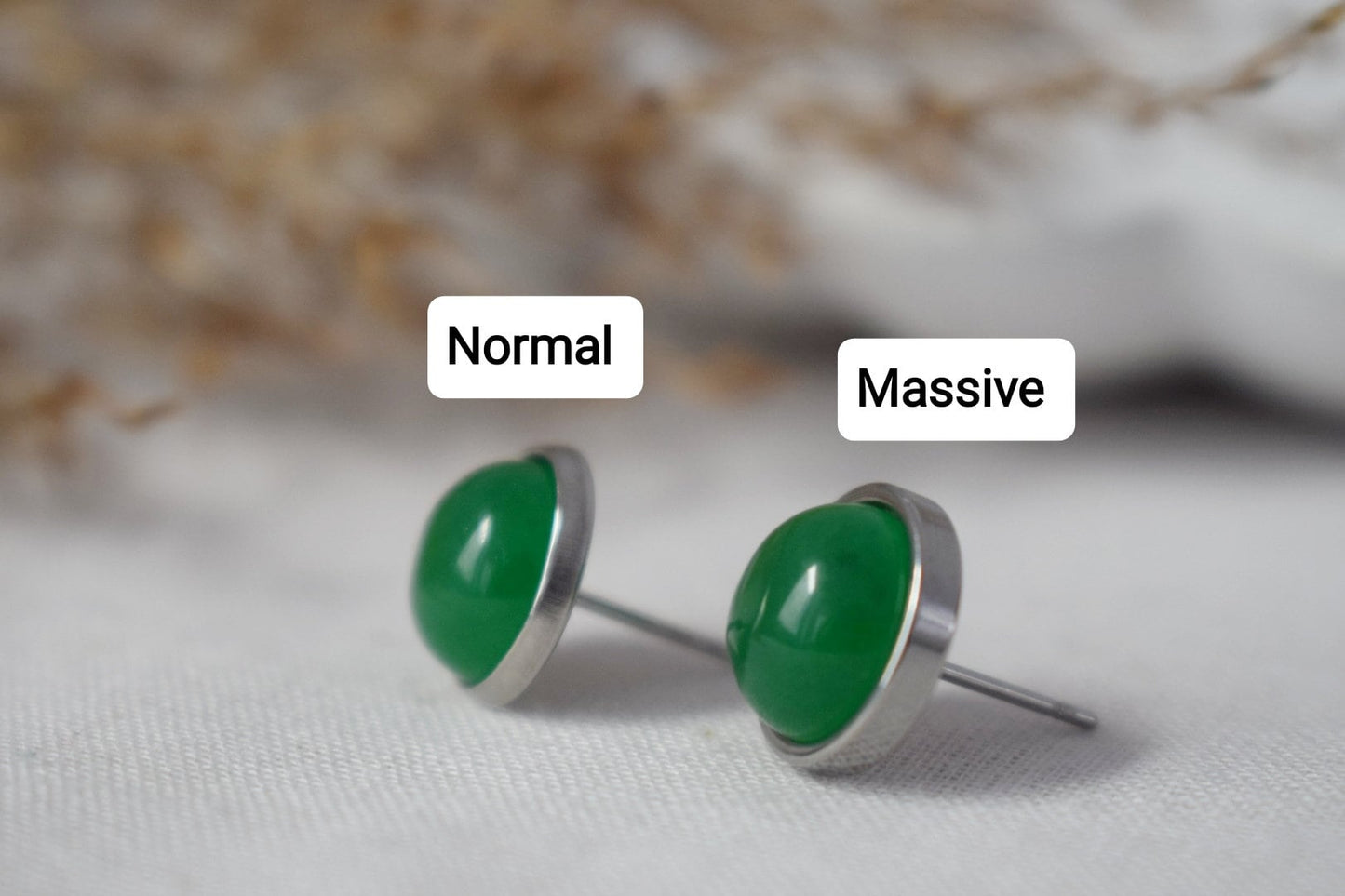 Grüne Jade Ohrstecker Silber, Minimalistisch, 8mm, 10mm, Positiver Schmuck, Edelstein, Ohrstecker, Rund, Geburtstagsgeschenk für Sie