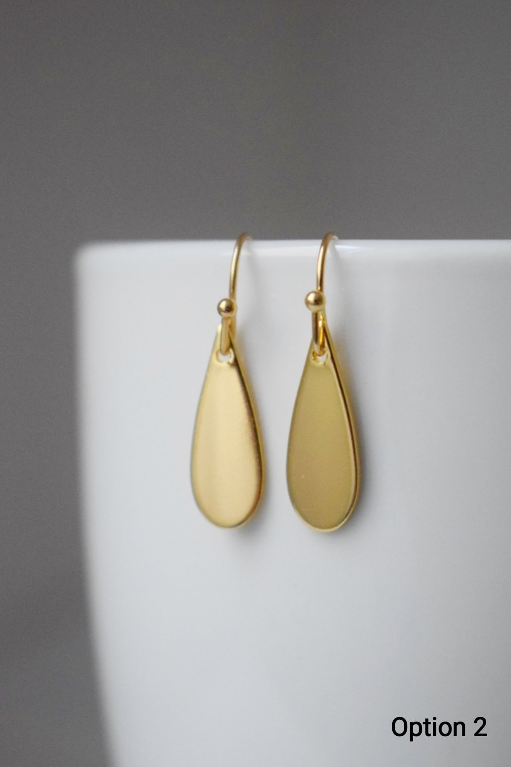 Gold Plated Teardrop Earrings: Minimalist Dangle Jewelry