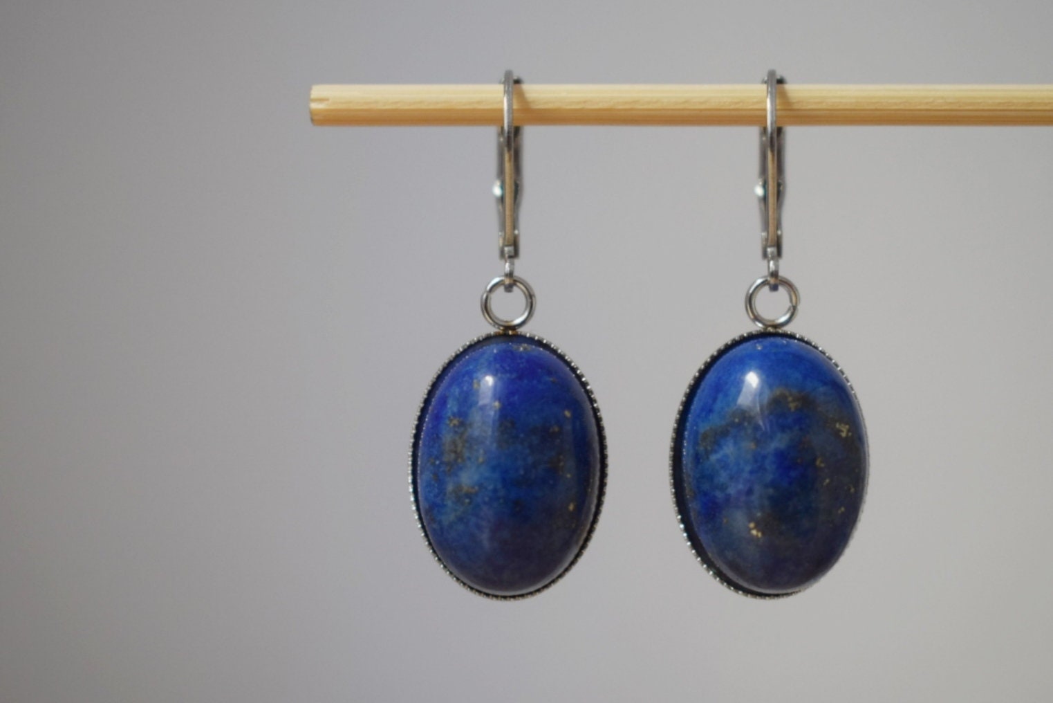 Lapis lazuli earrings dangle, Blue Gemstone huggies hoops, Birthstone Jewelry