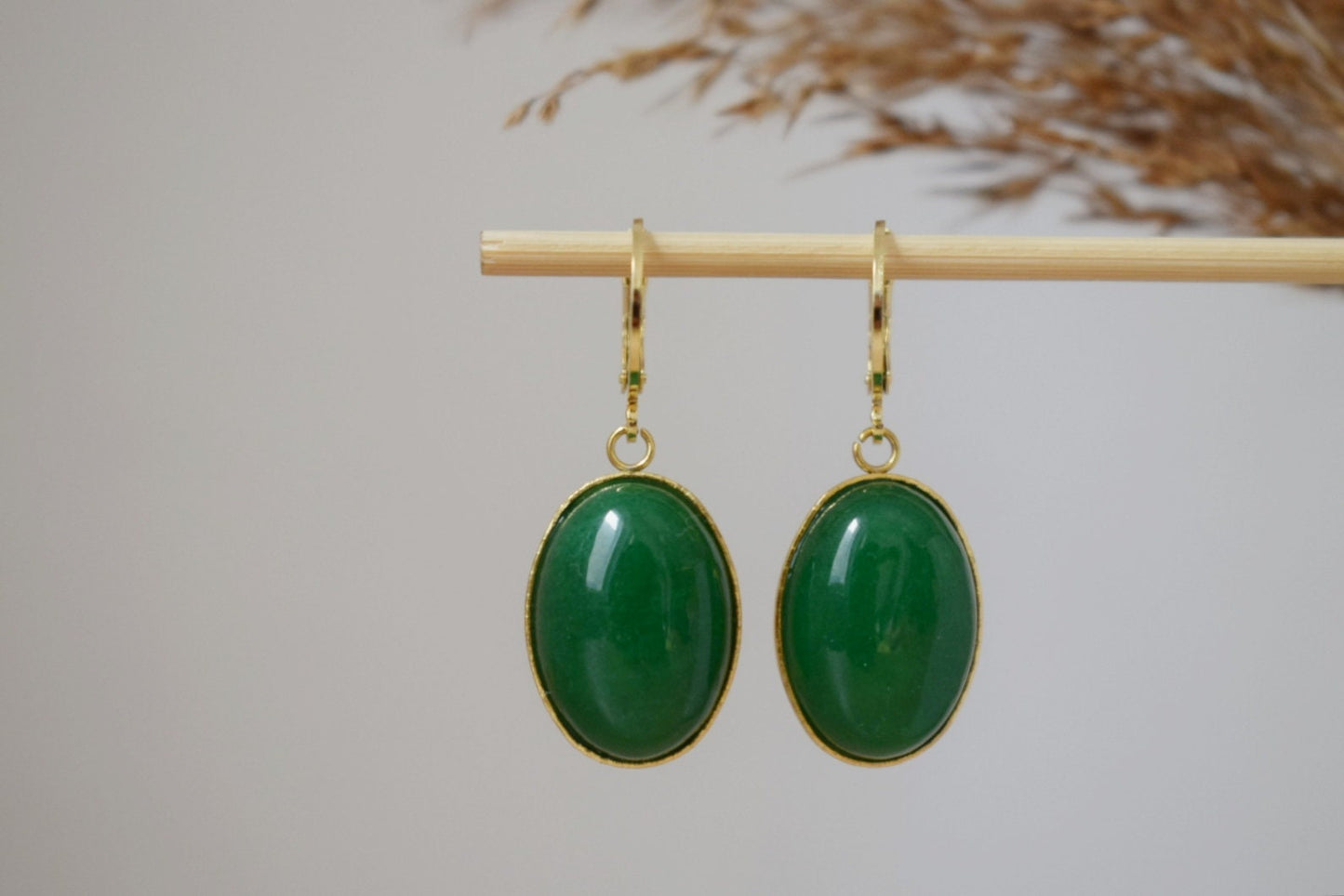 Grüne Jade Ohrringe, Edelstein Ohrringe, Boho Ohrringe, handgefertigter Schmuck, Muttertagsgeschenke, Ohrringe für Frauen, Einzigartiger Schmuck