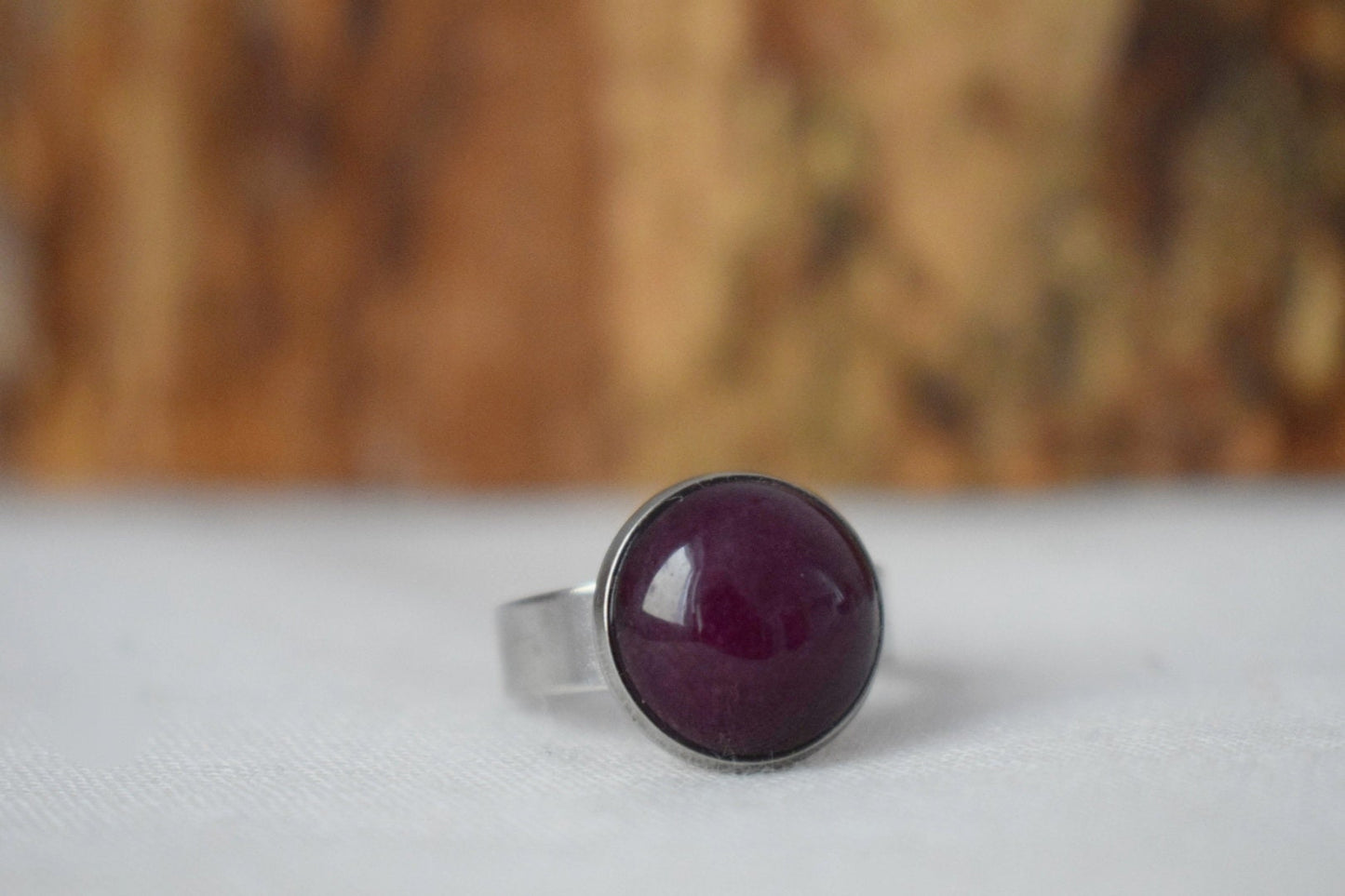 Dark Wine red jade ring, Adjustable Everyday stone ring, gemstone jewelry, gift for her