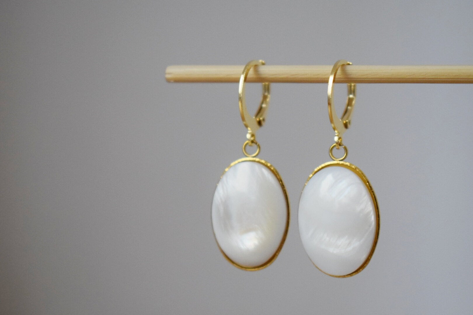 Freshwater shell huggie earrings, Elegant dangle Jewelry, gift for her