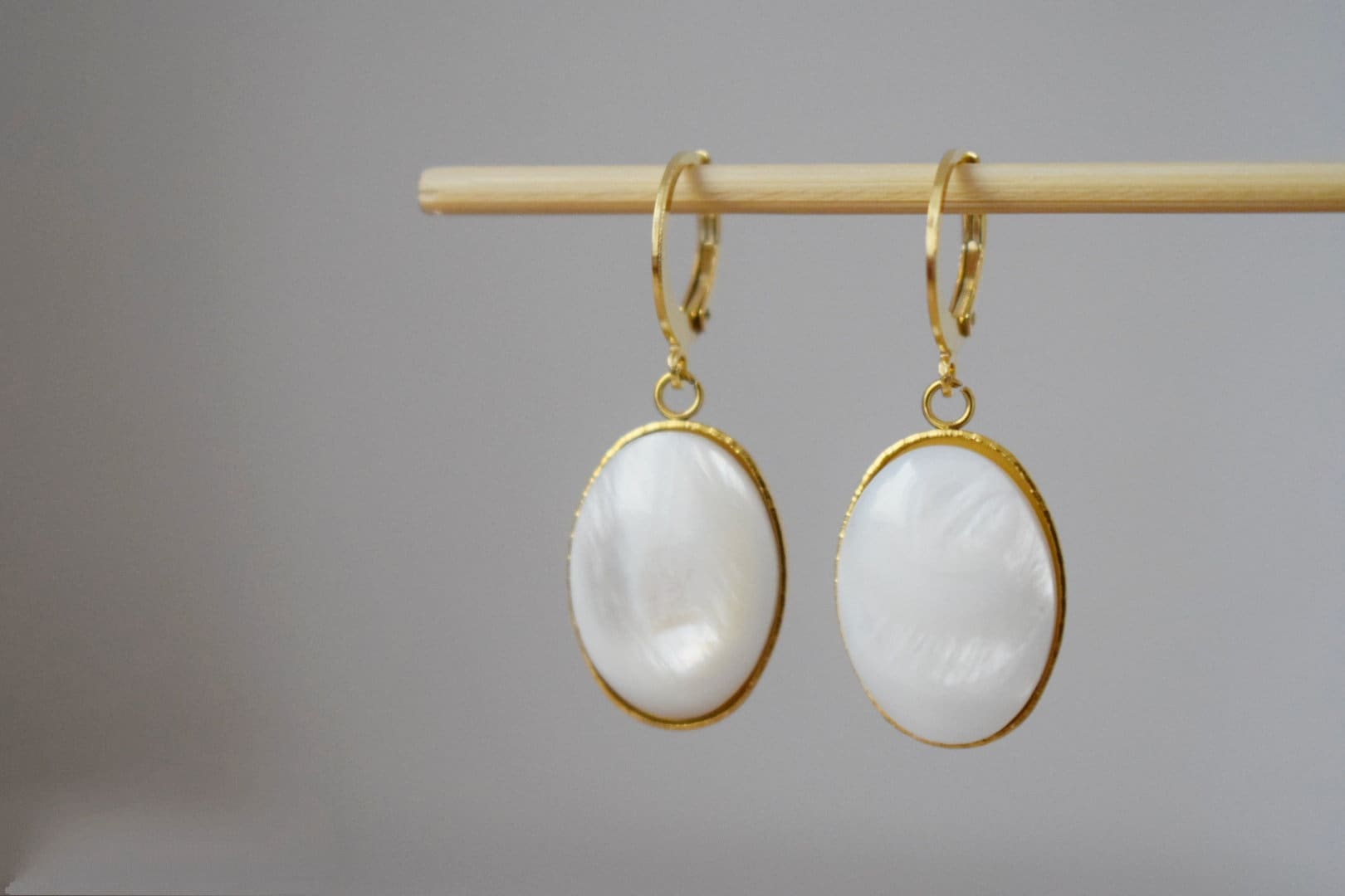 Freshwater shell huggie earrings, Elegant dangle Jewelry, gift for her