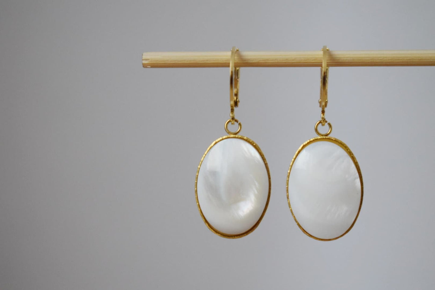 Freshwater shell huggie earrings, Elegant dangle Jewelry, gift for her