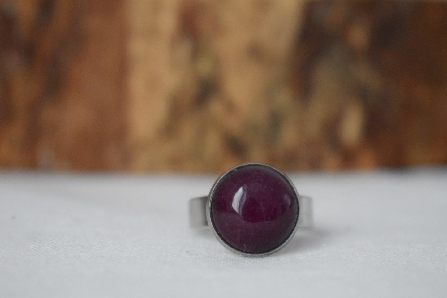 Dark Wine red jade ring, Adjustable Everyday stone ring, gemstone jewelry, gift for her