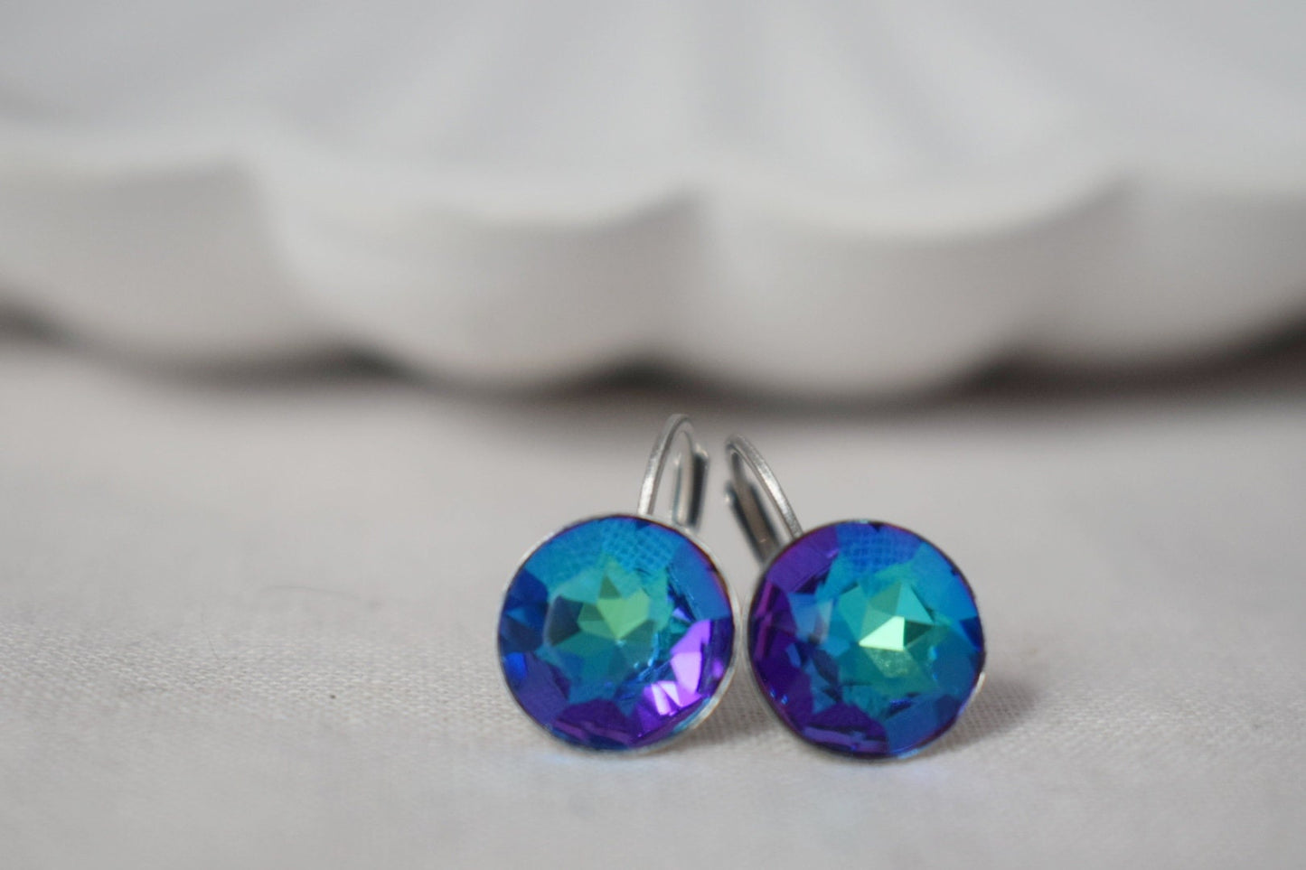 Bermuda Blaue Ohrringe, Strass Ohrringe, Glas Hängeohrringe, Dunkelblaue Ohrringe, Kristall Ohrringe, Elegante Ohrringe