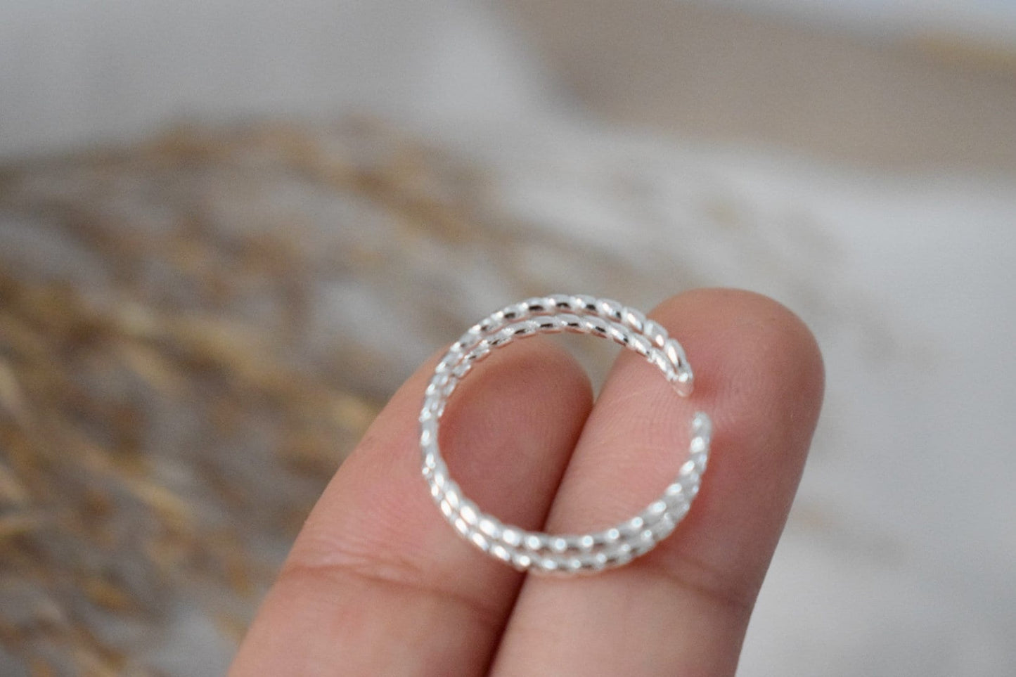 Vintage Sterling Silber Ring für Frauen, Gedrehter Doppelband Ring, offener 925 Sterling Silber Ring, verstellbarer Silberring, Einzigartiger Ring