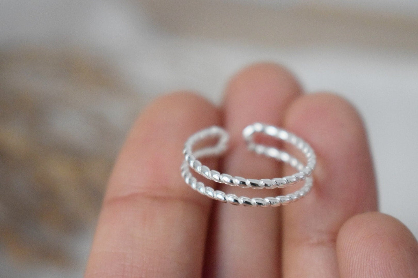 Vintage Sterling Silber Ring für Frauen, Gedrehter Doppelband Ring, offener 925 Sterling Silber Ring, verstellbarer Silberring, Einzigartiger Ring