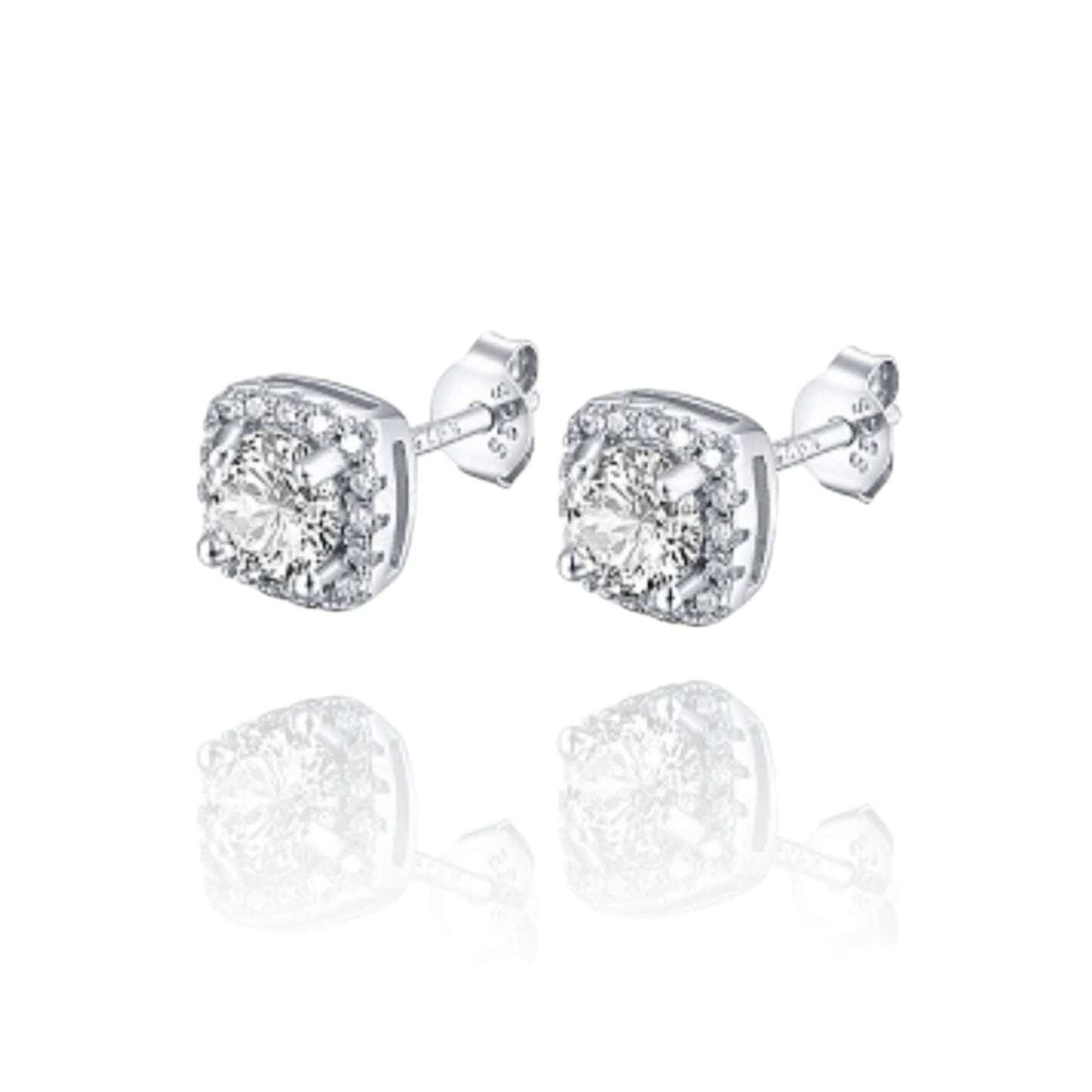 Quadratische Ohrstecker aus Sterlingsilber mit CZ, quadratische Ohrstecker aus Kristall, kleine 925er Silberohrringe, minimalistisch, Push-Back-Ohrstecker, Geschenk für Sie