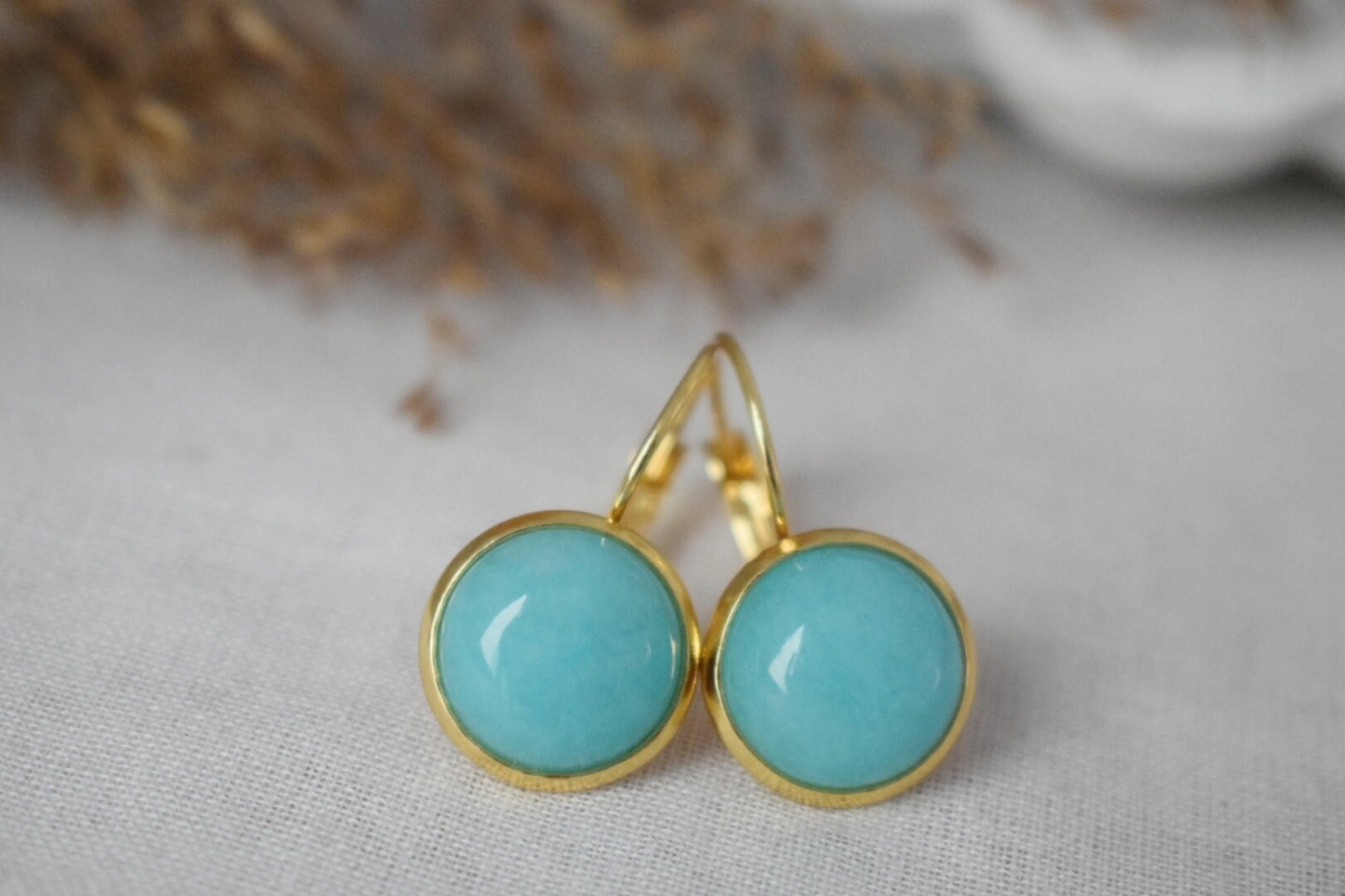 Turquoise Jade Earrings, Gemstone Jewelry, Gift For Her