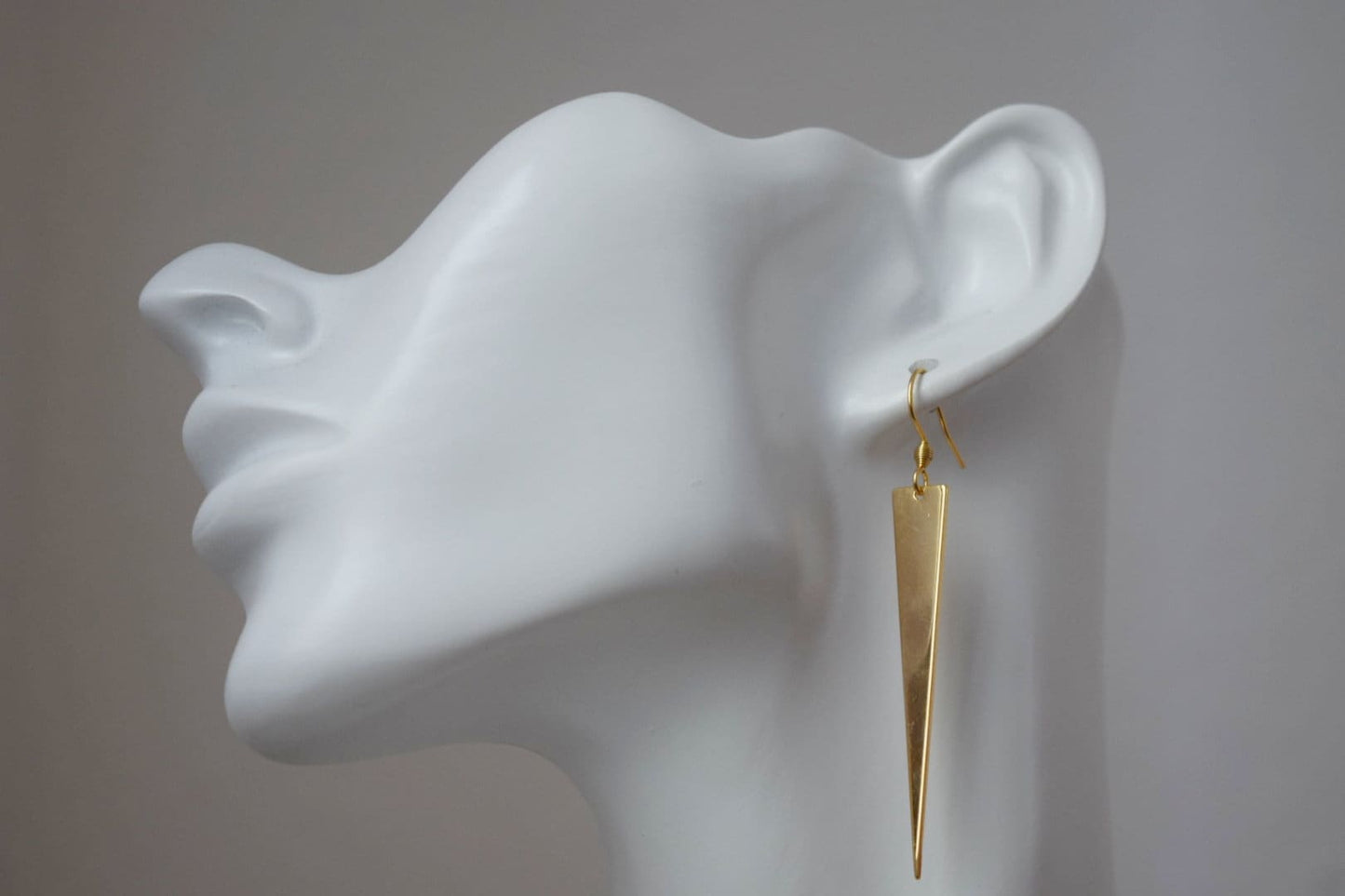 Gold Plated Triangle Dangle Earrings: Geometric Drop Jewelry