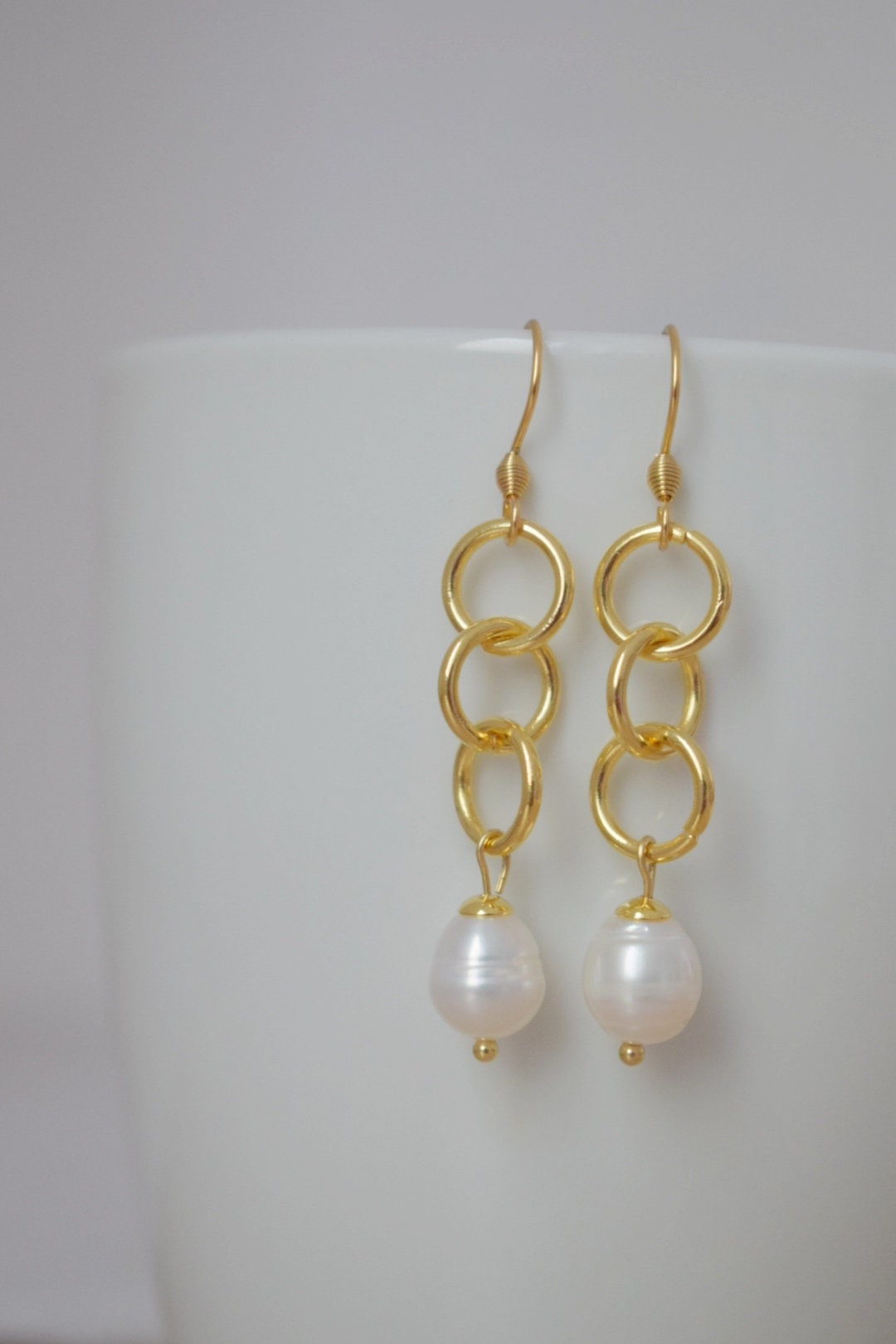 Süßwasserperlen Ohrringe, Boho Ohrringe, Lange moderne Ohrhänger, 24k vergoldeter Edelstahlschmuck, Bestes Geschenk für Sie