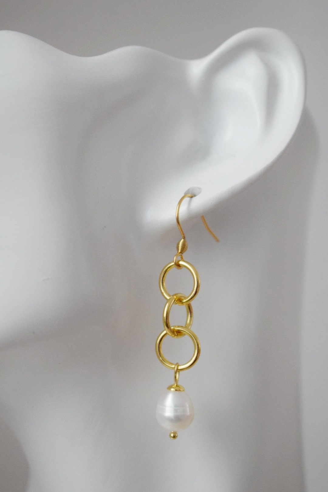 Süßwasserperlen Ohrringe, Boho Ohrringe, Lange moderne Ohrhänger, 24k vergoldeter Edelstahlschmuck, Bestes Geschenk für Sie