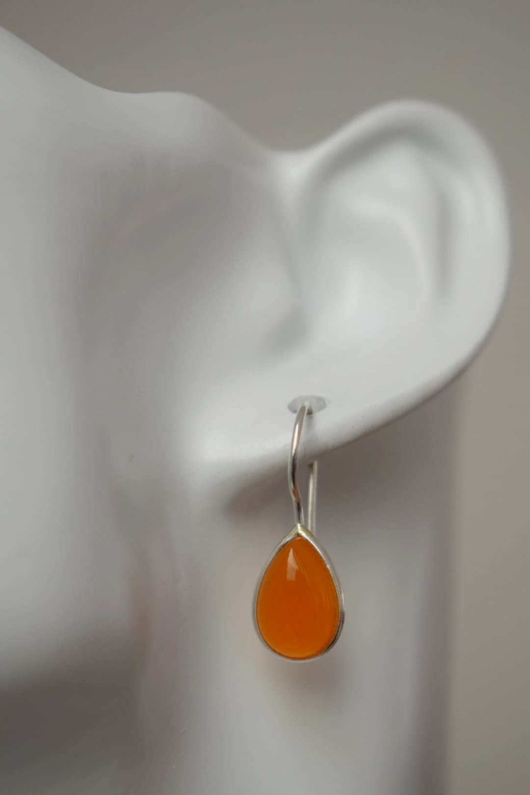 Karneol Sterling Silber Ohrringe, Tropfen orange Edelstein Ohrringe 925 Silber, Naturstein, Einzigartiges Schmuckgeschenk