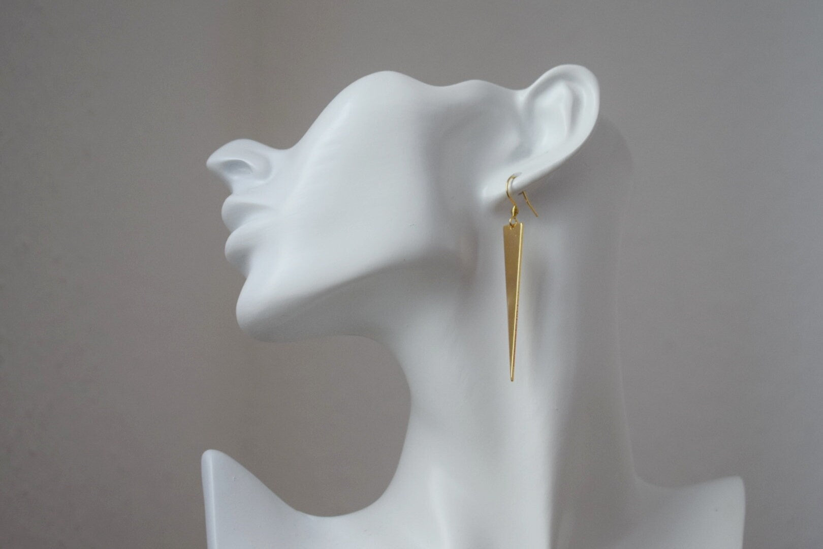 Gold Plated Triangle Dangle Earrings: Geometric Drop Jewelry
