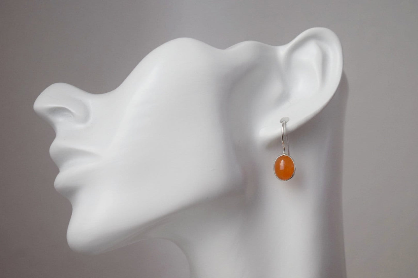 Karneol Sterling Silber Ohrringe, Ovale orange Edelstein Ohrringe 925 Silber, Naturstein, Einzigartiges Schmuckgeschenk