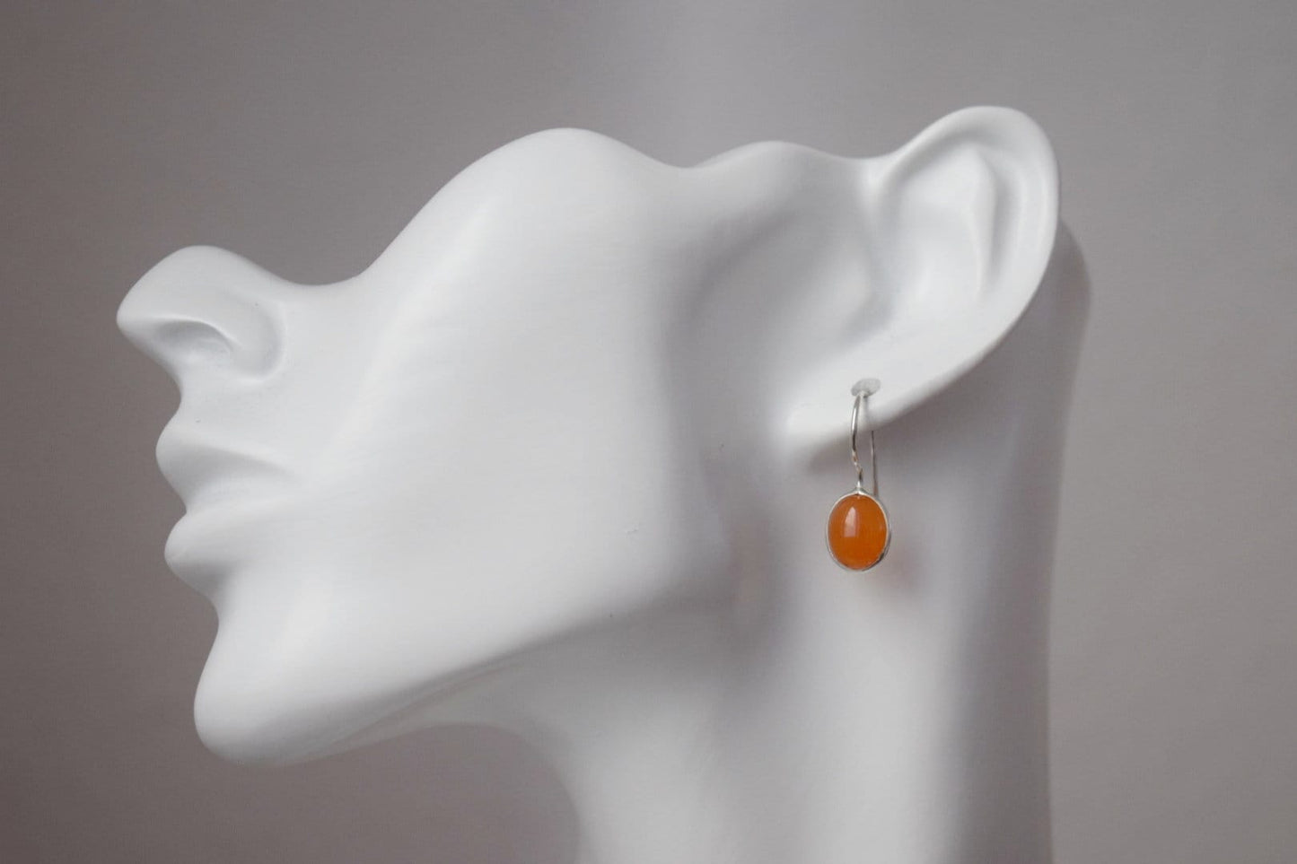 Karneol Sterling Silber Ohrringe, Ovale orange Edelstein Ohrringe 925 Silber, Naturstein, Einzigartiges Schmuckgeschenk