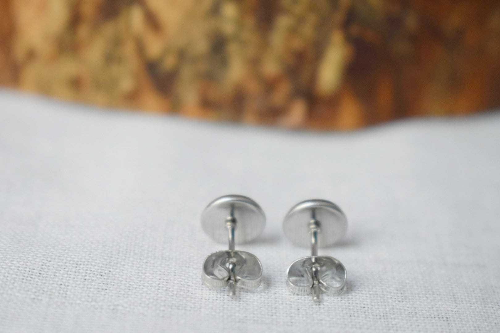 White jade stud earrings, Small round gemstone push-back earrings, Stainless steel post earrings, Minimalist jewelry, gift for her