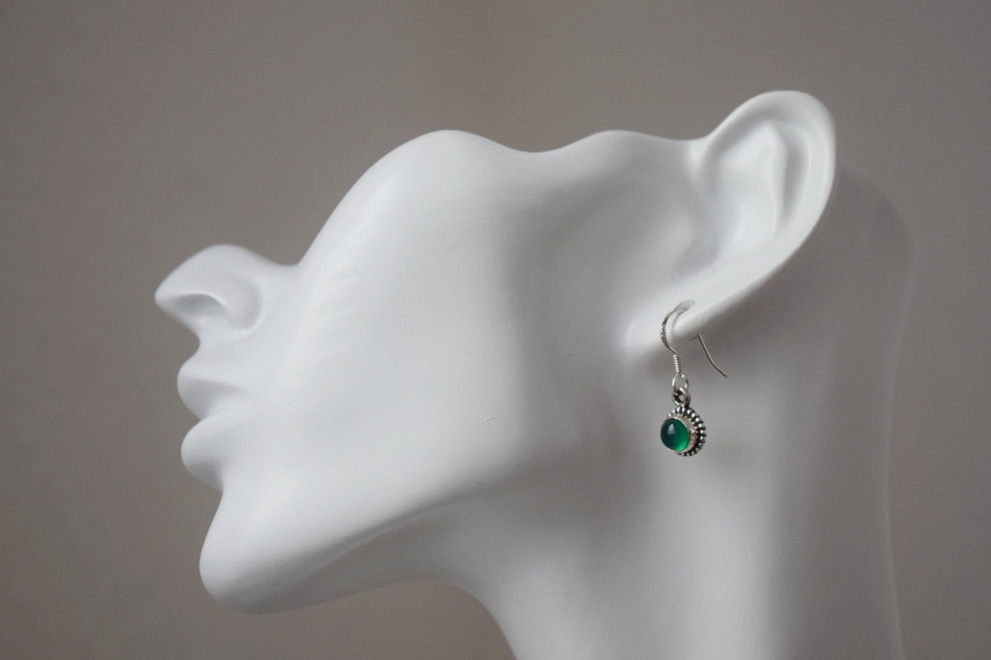 Grüne Onyx Ohrringe, 925 Sterling Silber Schmuck, Runder natürlicher Edelstein, Ornament Boho Ohrringe, Einzigartiges bestes Muttertagsgeschenk für Sie
